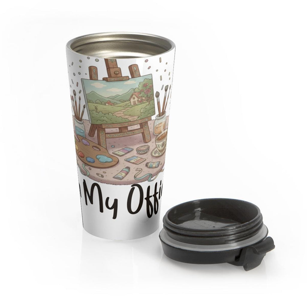 Travel mug, artistic design travel tumbler, unique travel cup, painter gift idea, artist tumbler, portable coffee mug, cute art mug