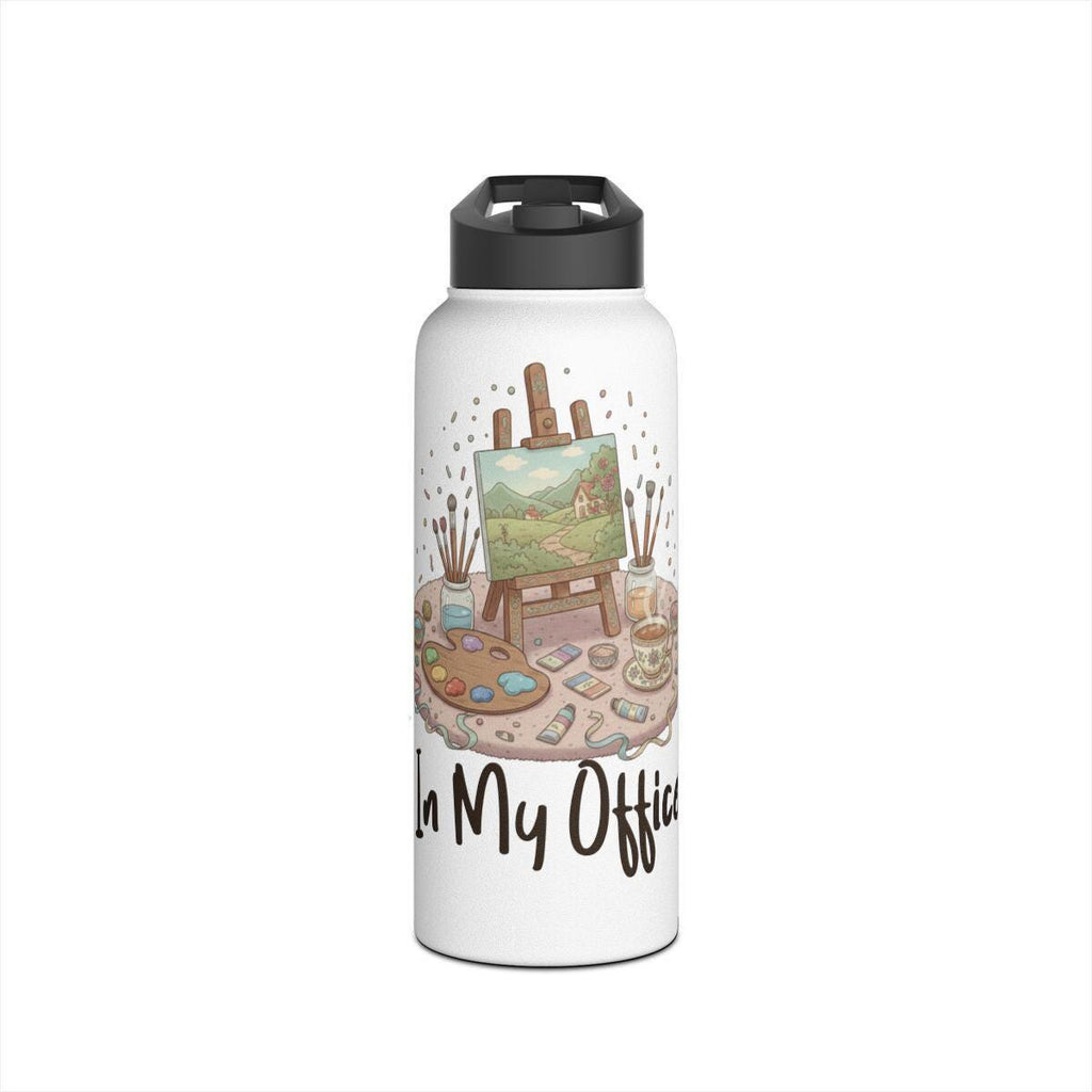 Water Bottle with Artistic Painting Design, Cute Watercolor Palette Print, Unique Art Print Water Bottle, Artistic Gift