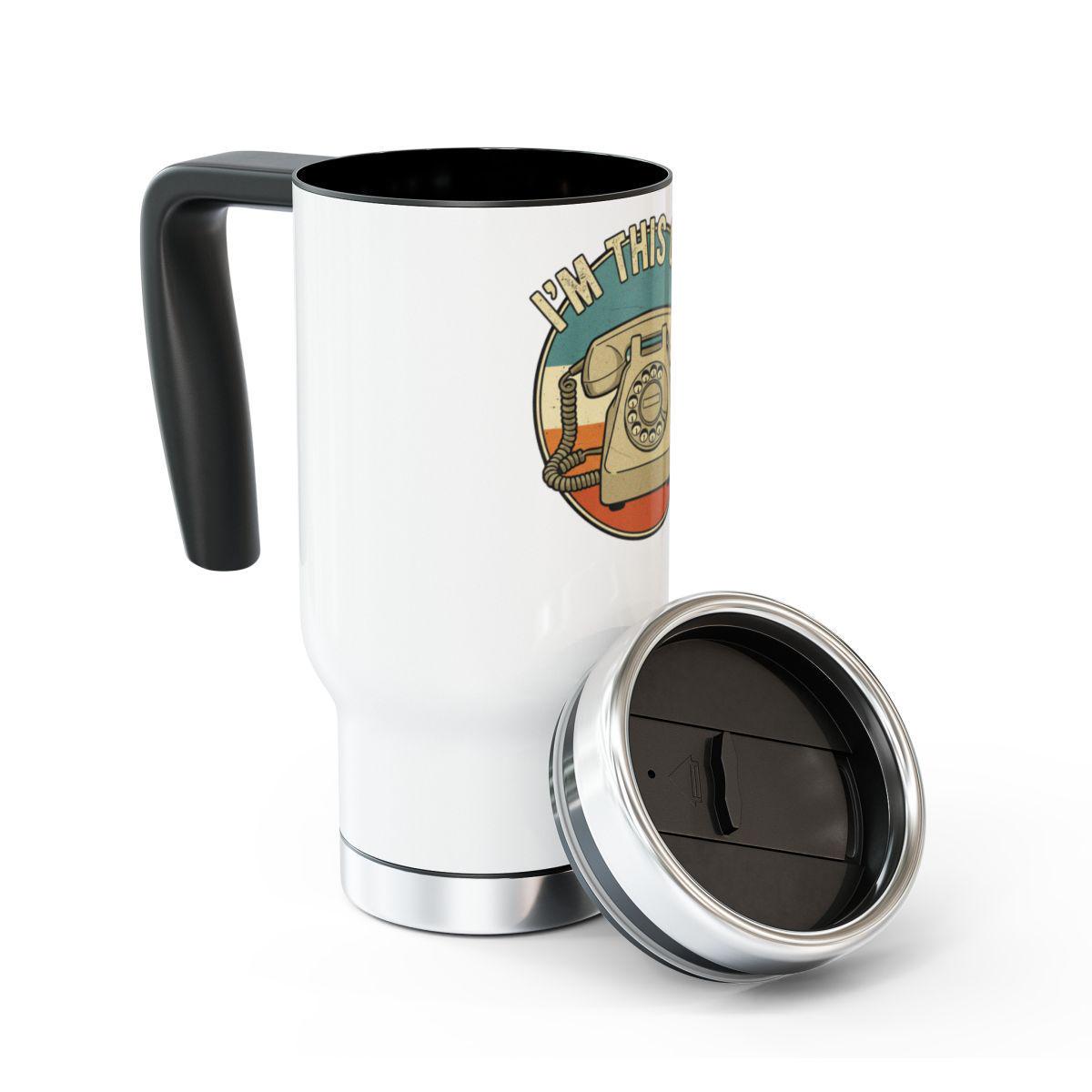 Vintage Telephone Travel Mug, Retro Coffee Cup with Lid, Perfect Gift for Office Workers, Unique Travel Tumbler, Reusable Coffee Mug