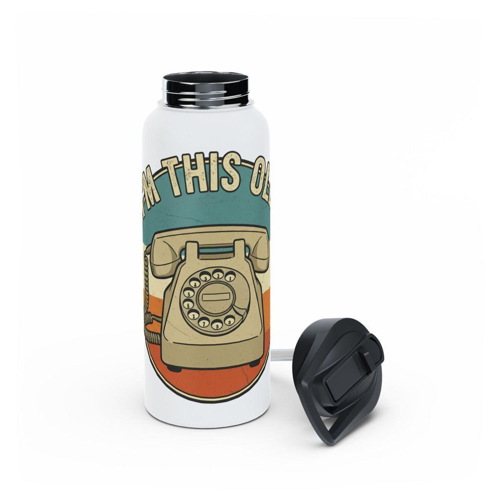 Retro Telephone Design Insulated Water Bottle, Vintage Style Drinkware, Nostalgic Phone Image, Unique Flask for Teens or Adults