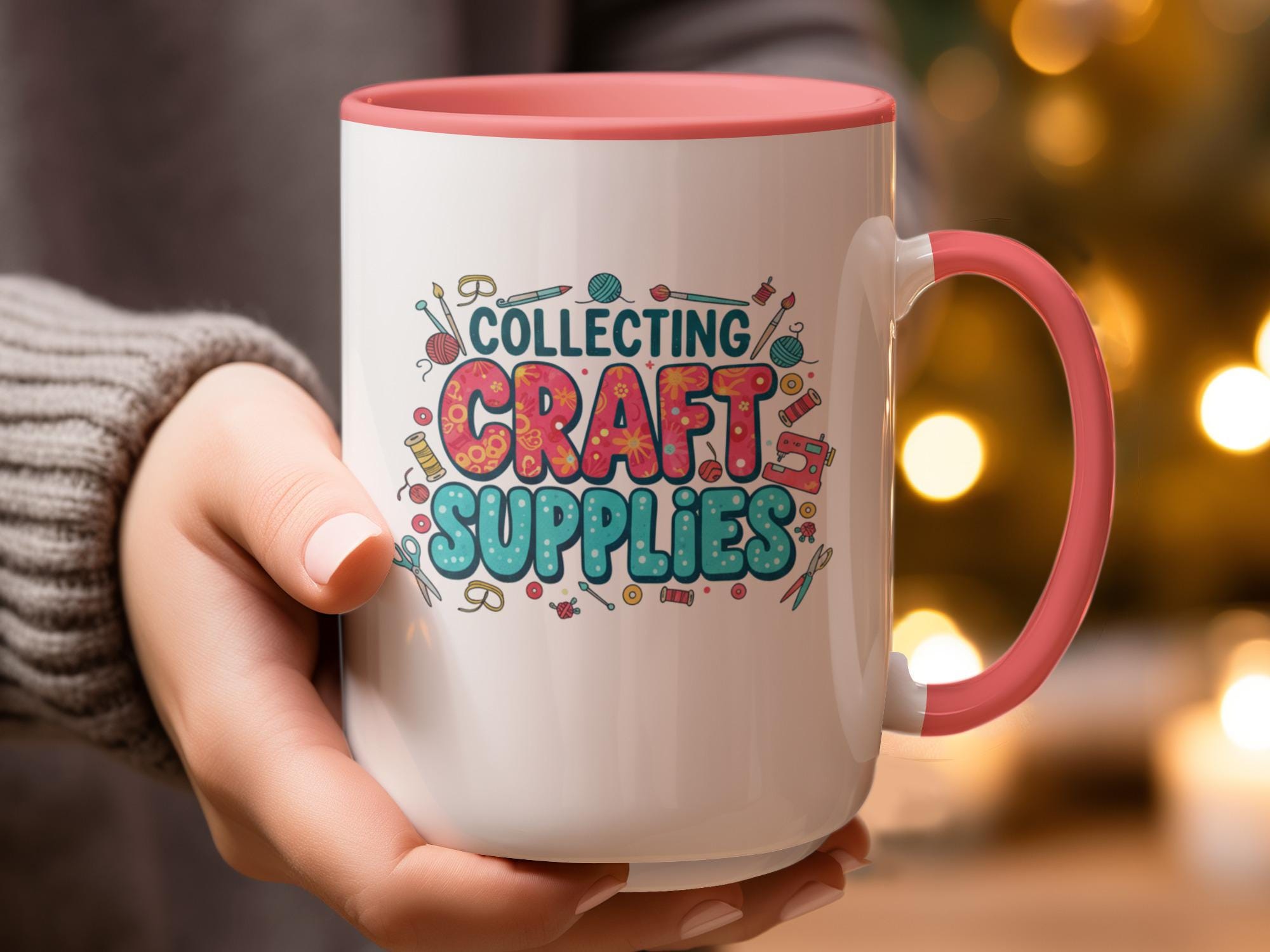 Collecting Craft Supplies Mug, Cute Craft Mug, Craft Lover Gift, Colorful Mug for Crafters, Fun Coffee Mug, Gift for DIY Enthusiasts