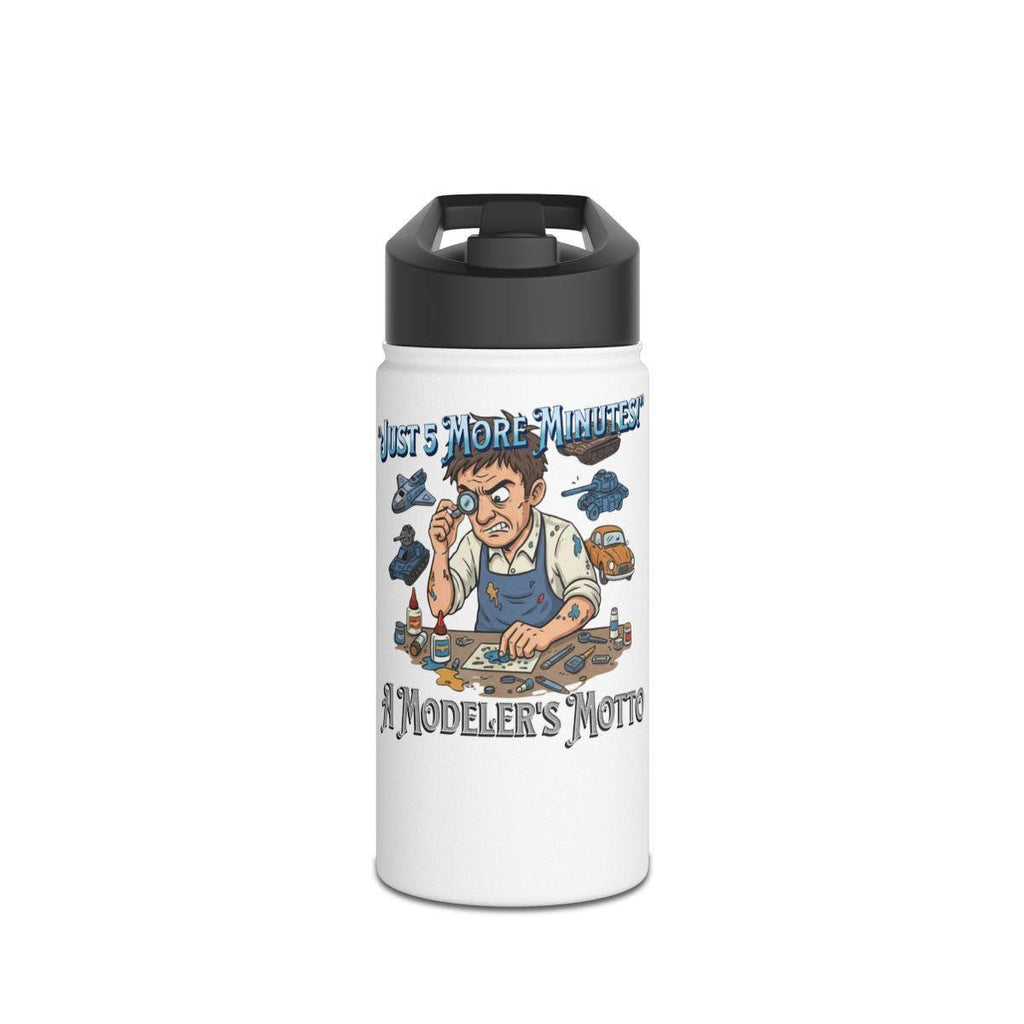 Modeler's Motto Water Bottle, Hobbyist Gift, Just 5 More Minutes, Funny Water Bottle, Model Kit Enthusiast, Hobby Lover Gift