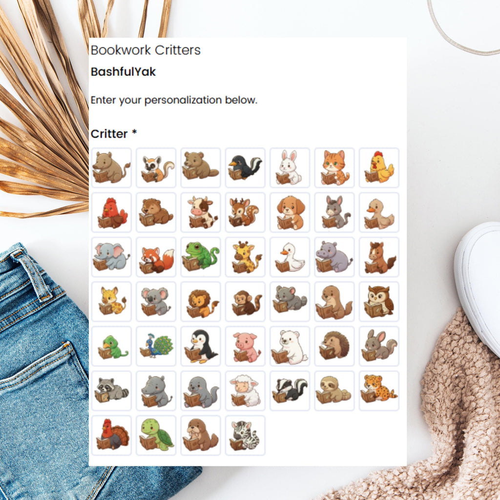 Personalized Critter T-Shirt, Custom Animal Tee, Funny Animal Shirt, Choose Your Text, Custom Gift Shirt, Animal Lover Gift, Book Lover