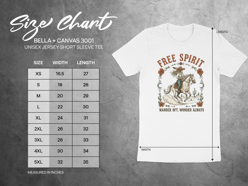 Free Spirit Wander Out Wonder Always Graphic Tee, Western Cowboy Horse Shirt, Vintage Style Unisex T-Shirt, Boho Chic Graphic Top