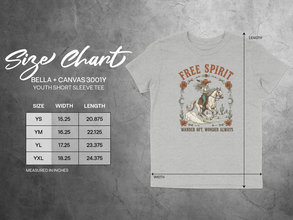Free Spirit Youth Short Sleeve Tee, Wander Often Wonder Always Graphic Youth T-Shirt, Adventure Kids Shirt, Youth Apparel