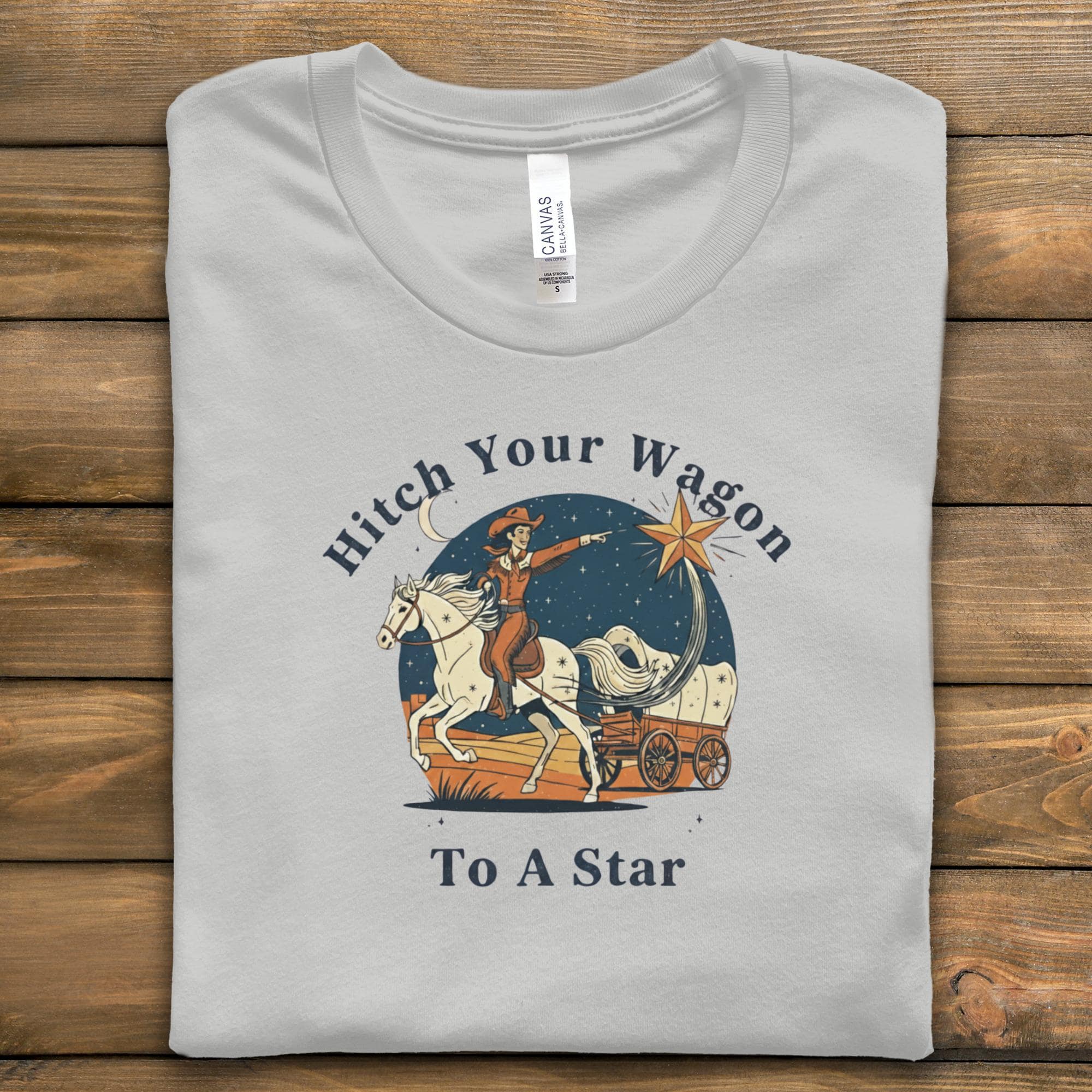 Hitch Your Wagon To A Star Shirt, Cowboy T-Shirt, Vintage Western Tee, Country Music Graphic Tee, Retro Cowgirl Shirt, Adventure Top