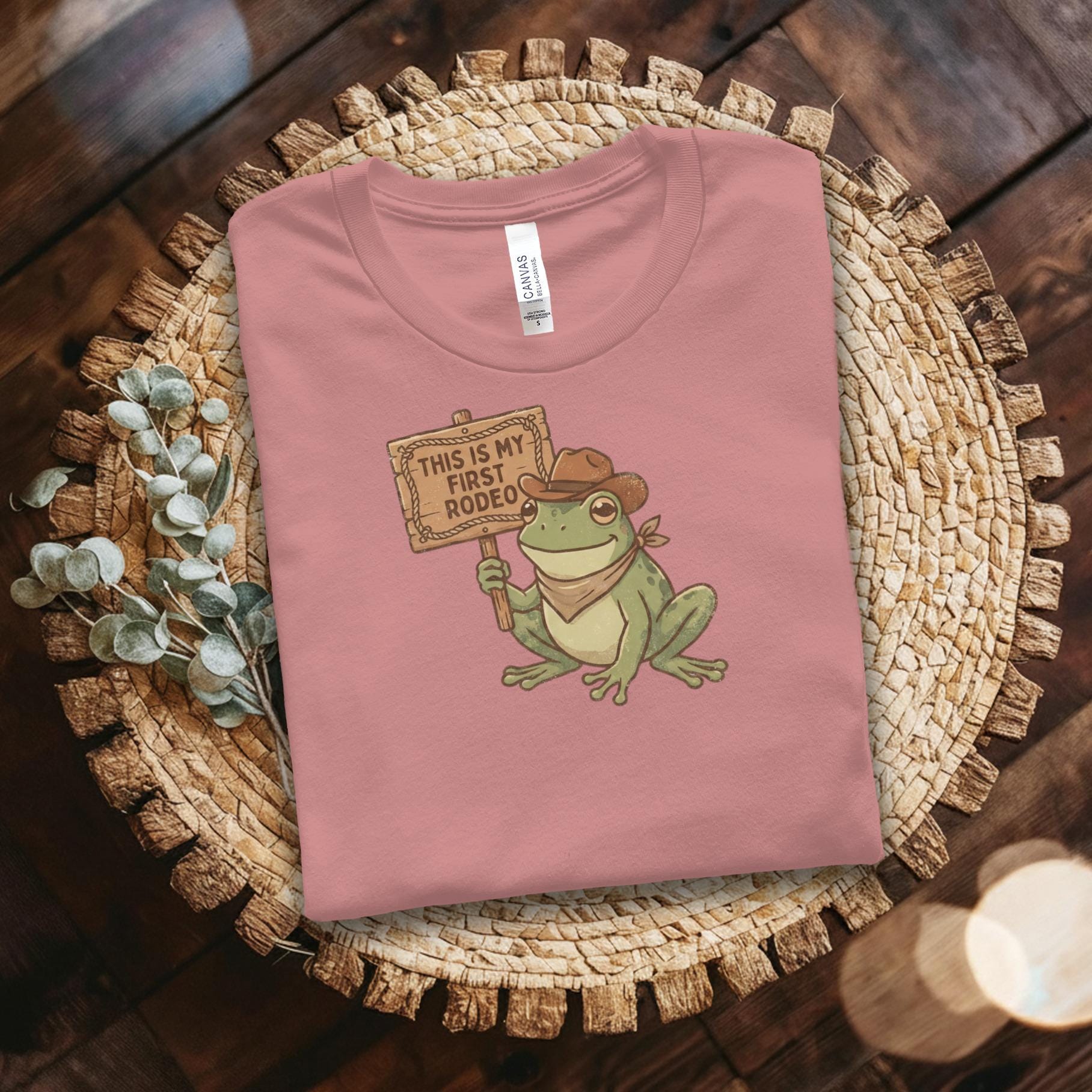 Frog Design Shirt, This Is My First Rodeo T-Shirt, Cute Frog Graphic Tee, Funny Animal Shirt, Western Theme Top For Fun