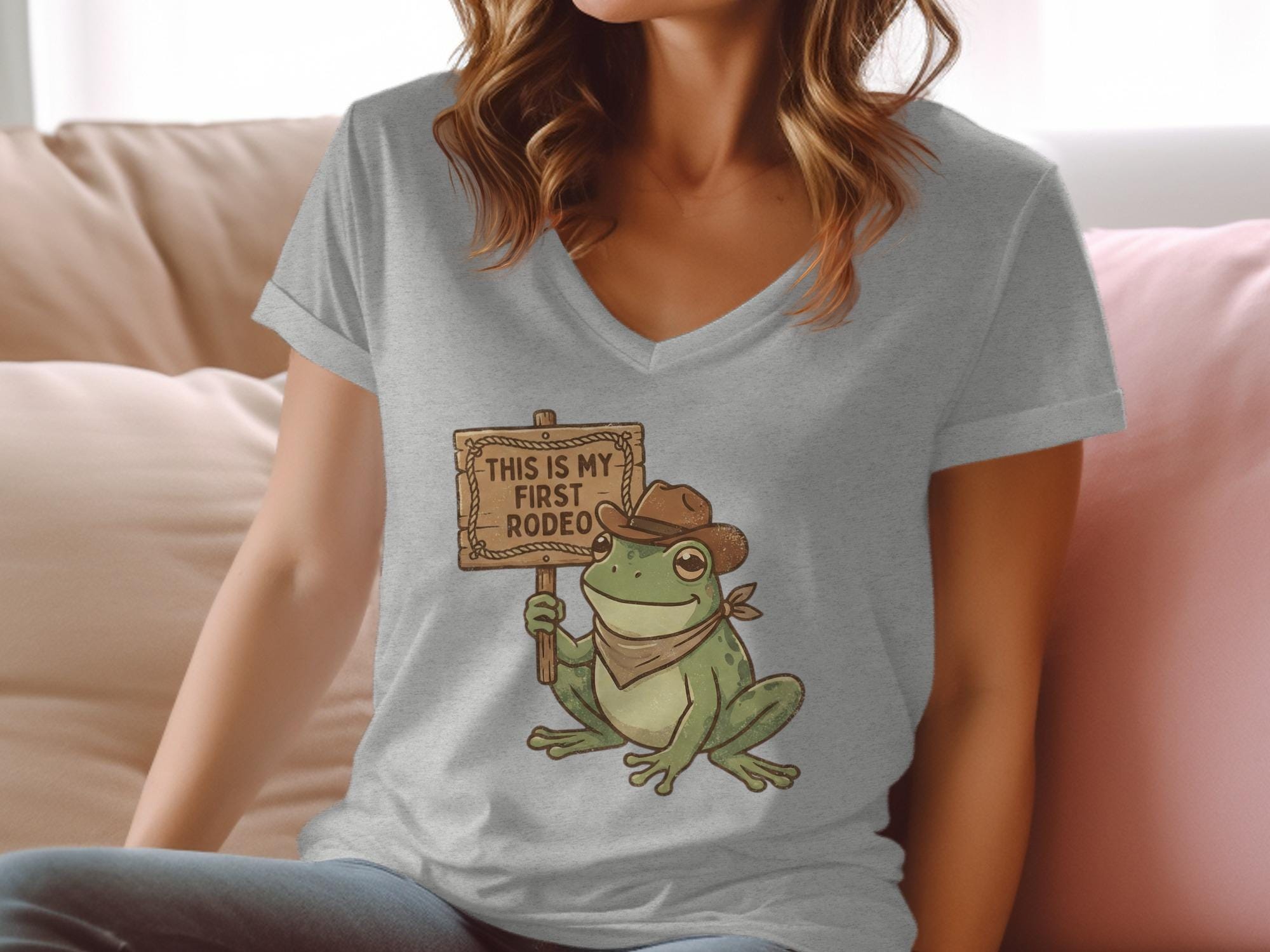 Frog Cowgirl Graphic Tee, This Is My First Rodeo Shirt, Cute Frog T-Shirt, Funny Animal Tee, Western Frog Shirt, Novelty Graphic Tee