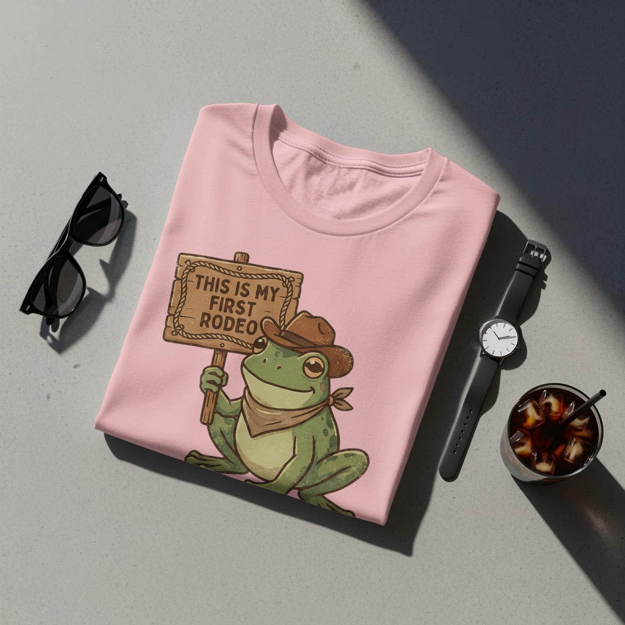 Funny Frog Rodeo T-Shirt, Cute Frog Graphic Tee, Novelty Animal Shirt, Fun Humor T-Shirt for Frog Lovers, Unisex Casual Top