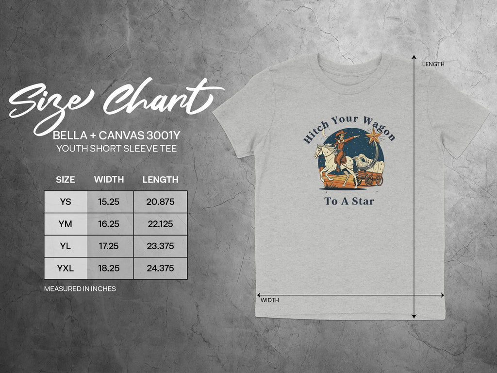 Hitch Your Wagon to a Star Youth Short Sleeve Tee, Inspirational Graphic T-Shirt for Kids, Trendy Motivational Shirt
