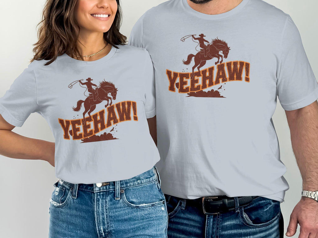 Western Yeehaw Tee, Cowboy Rodeo Shirt, Vintage Graphic T-Shirt, Matching Couple Shirts, Western Theme, Funny Cowboy Gift