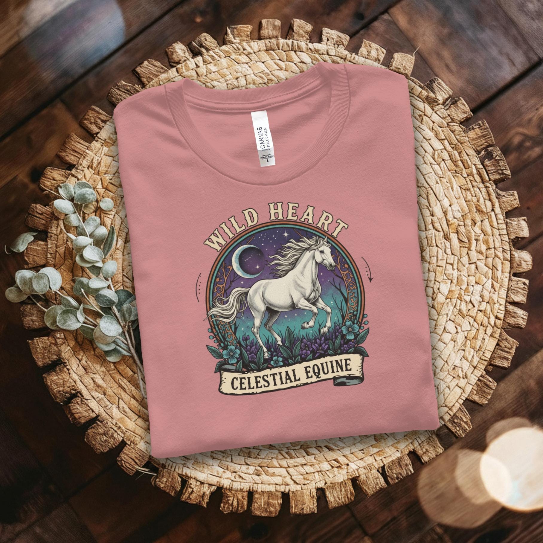 Wild Heart Celestial Equine T-Shirt, Horse Lover Tee, Unique Graphic T Shirt, Artistic Animal Tee, Nature Inspired Shirt, Trending Design