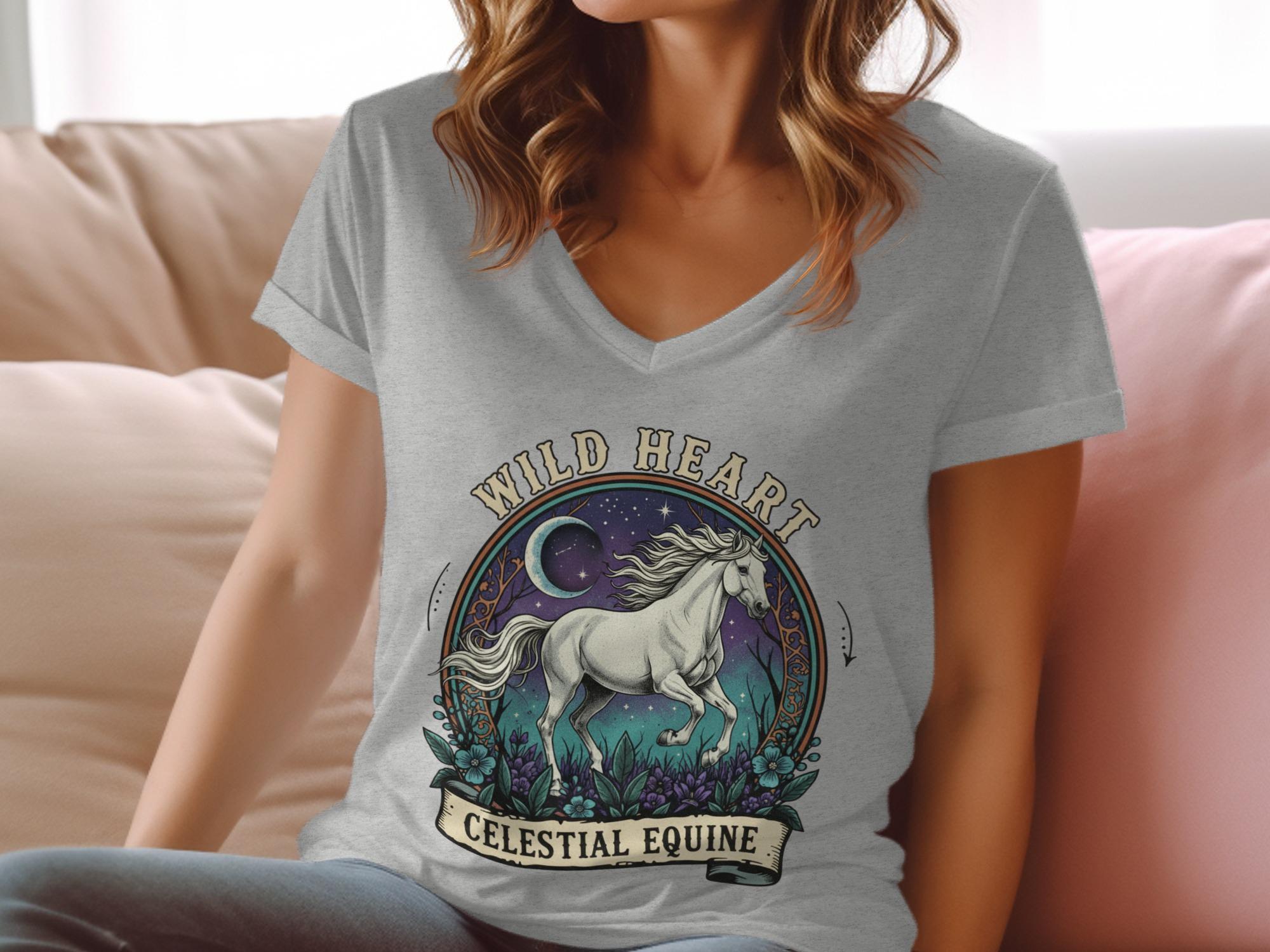 Wild Heart Celestial Equine T-Shirt, Horse Lover Tee, Unique Graphic T Shirt, Artistic Animal Tee, Nature Inspired Shirt, Trending Design