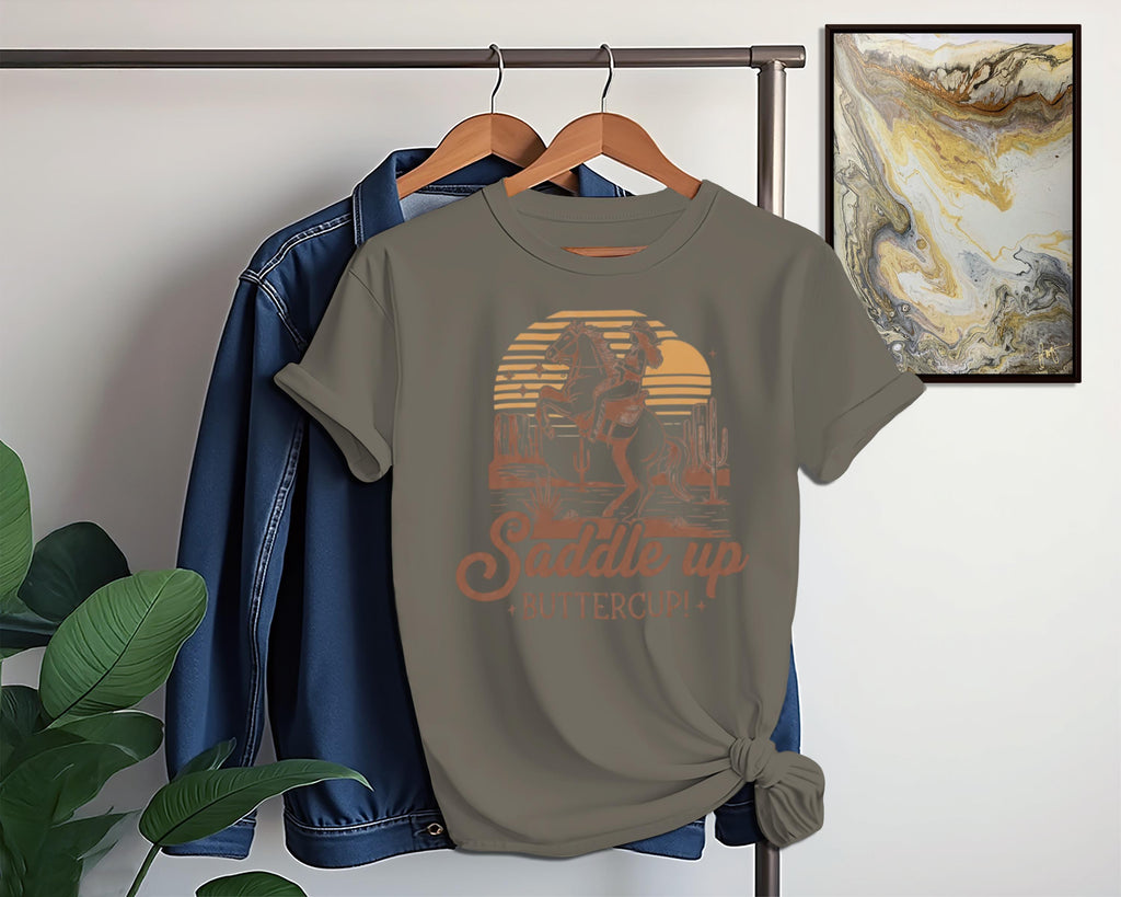 Saddle Up Buttercup T-Shirt, Western Cowgirl Tee, Horse Riding Shirt, Desert Scene Shirt, Country Girl T-Shirt, Cowboy T-Shirt