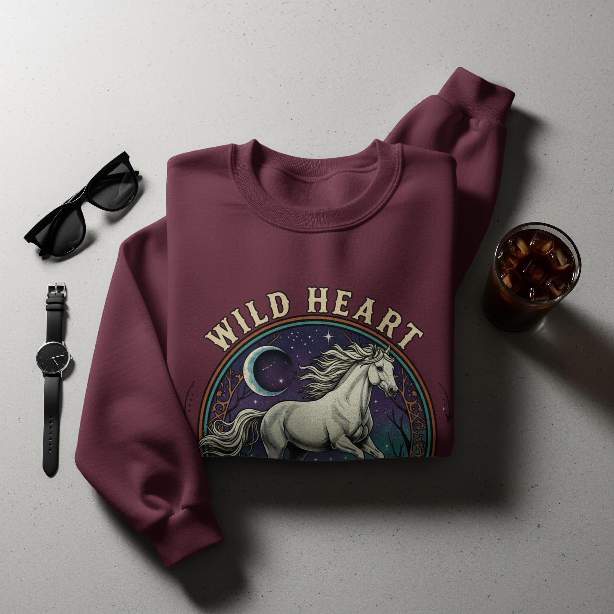 Wild Heart Celestial Equine T-Shirt, Horse Lover Tee, Unique Graphic T Shirt, Artistic Animal Tee, Nature Inspired Shirt, Trending Design
