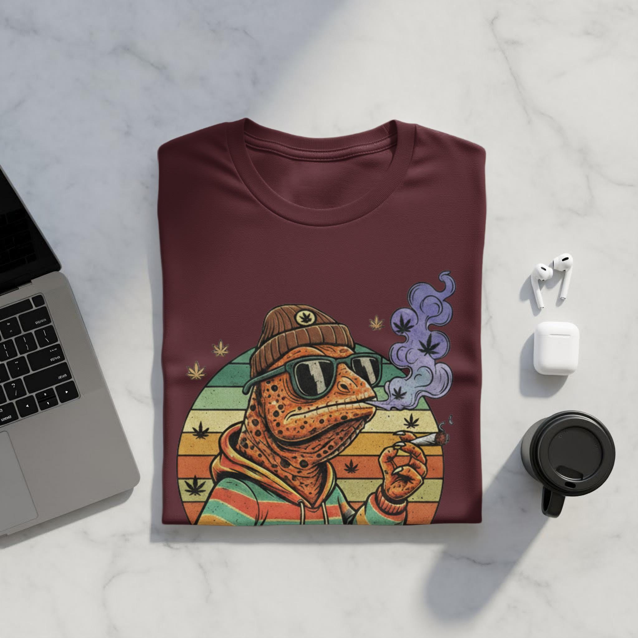 Vintage Frog Smoking Weed Graphic T-Shirt, Retro Aesthetic Frog Shirt, Cool Amphibian Design Tee, Unique Gift for Frog Lovers
