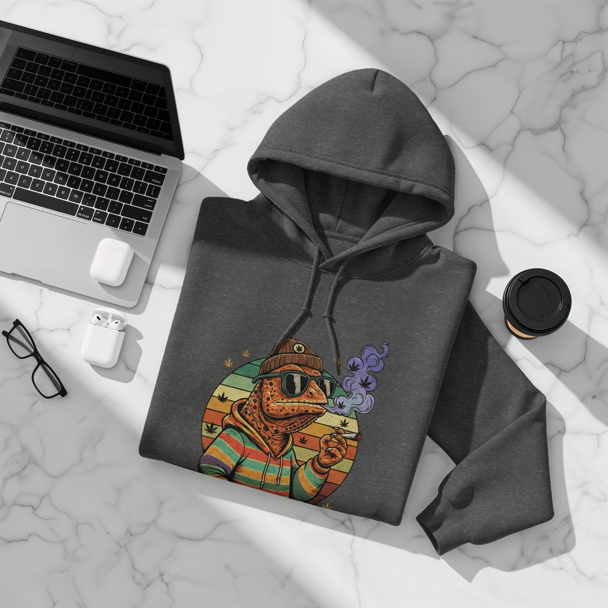 Retro Turtle Hoodie, Funny Character Sweatshirt, Unique Gift Idea, Trendy Casual Wear, Vintage Look Pullover, Perfect for Teens
