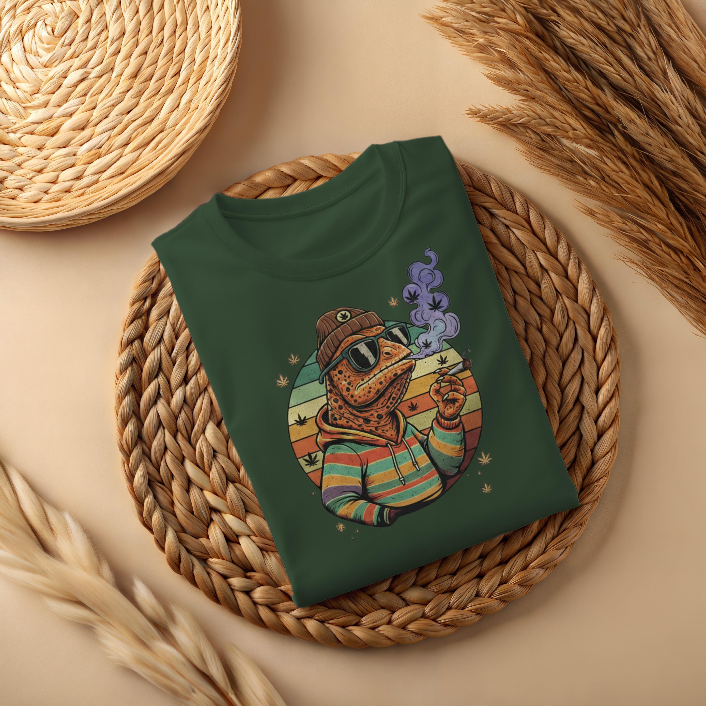 Vintage Turtle Smoking Graphic Tee, Retro Animal Design Shirt, Fun Nature Lover Gift, Cool Turtle Art Print T-Shirt