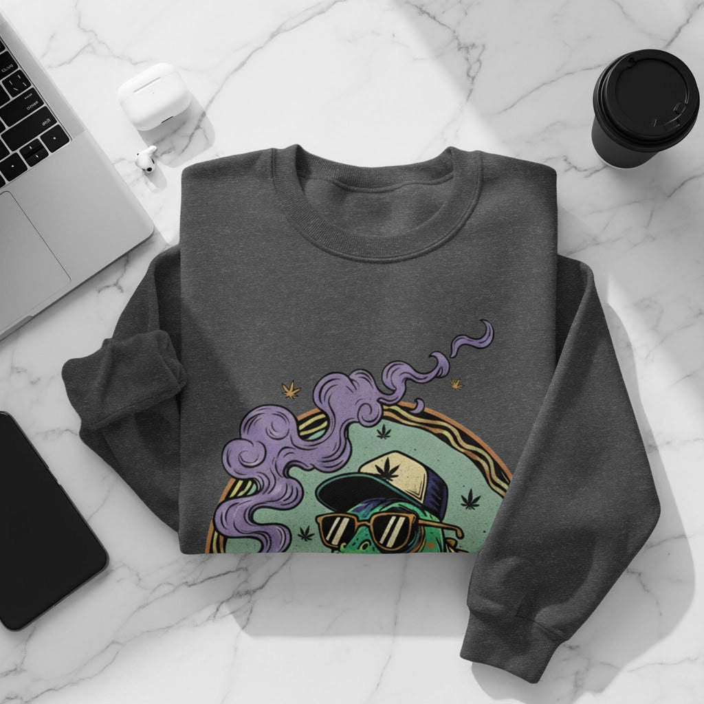 Cool Graphic Sweatshirt, Trendy Casual Wear, Unique Long Sleeve Design, Cozy Street Style Shirt, Funky Art Clothing