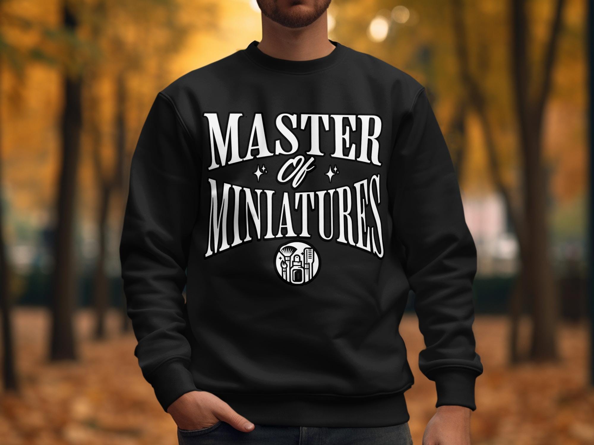 Master of Miniatures sweatshirt, popular fall fashion, unique gift idea, cozy autumn wear, trendy seasonal clothing