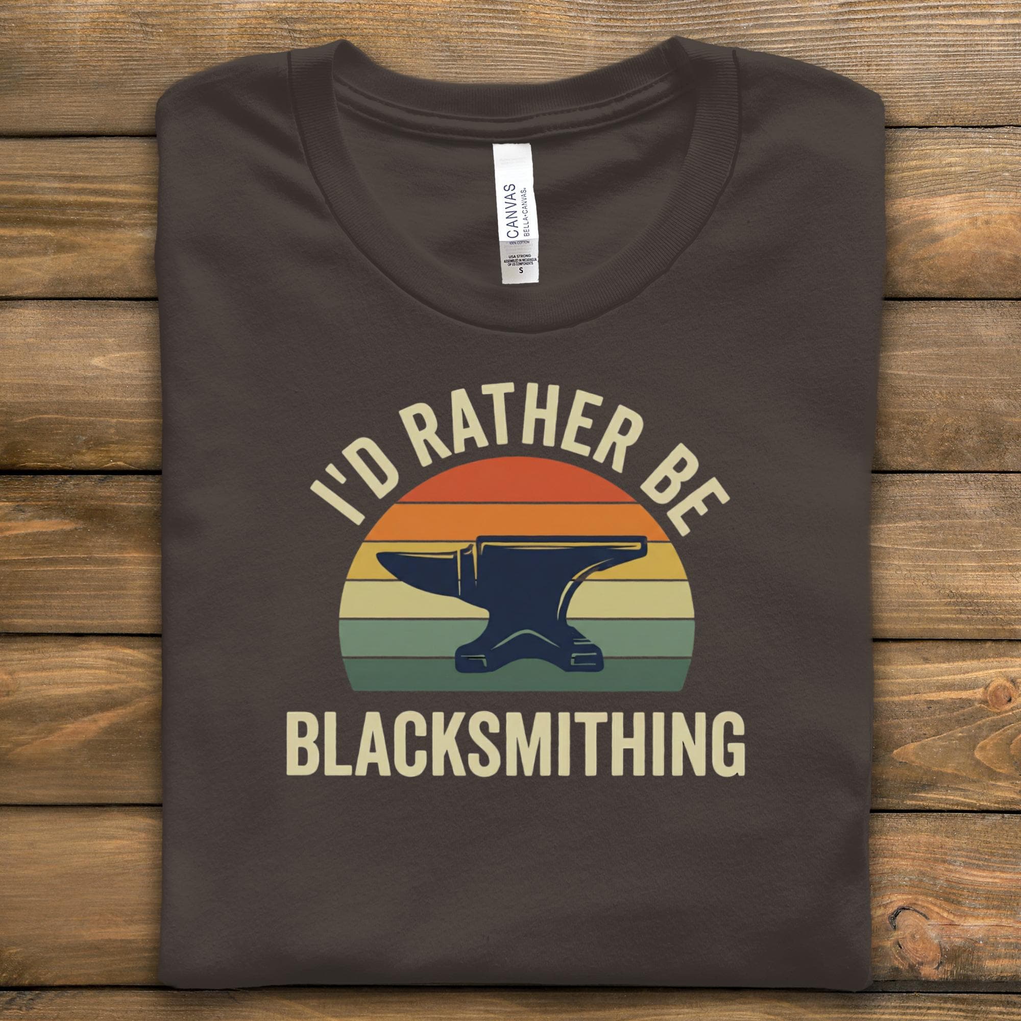 I'd Rather Be Blacksmithing Shirt, Retro Blacksmith Anvil Graphic Tee, Gift for Blacksmith, Vintage Sunset Anvil Shirt