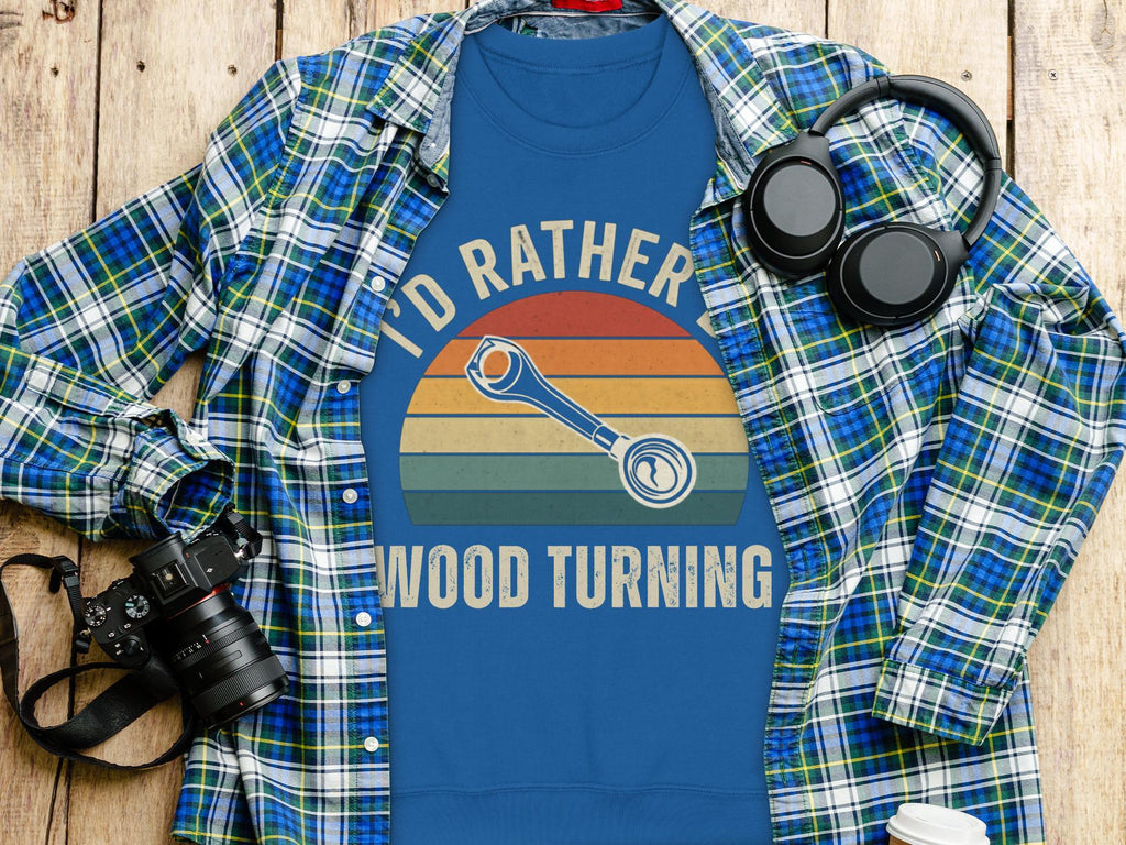 Funny Woodturning Shirt, I'd Rather Be Woodturning T-Shirt, Retro Woodworking Tee, Woodturner Gift, Craftsman Apparel, Vintage Style