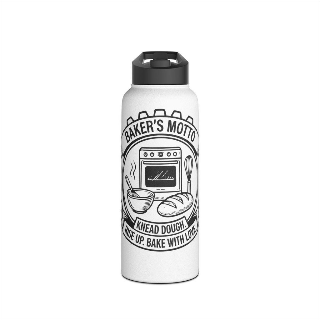Baker's Motto Water Bottle, Baking Enthusiast Gift, Unique Baker's Motto Print, Kitchen Lover Accessory, Baking Motivation Flask