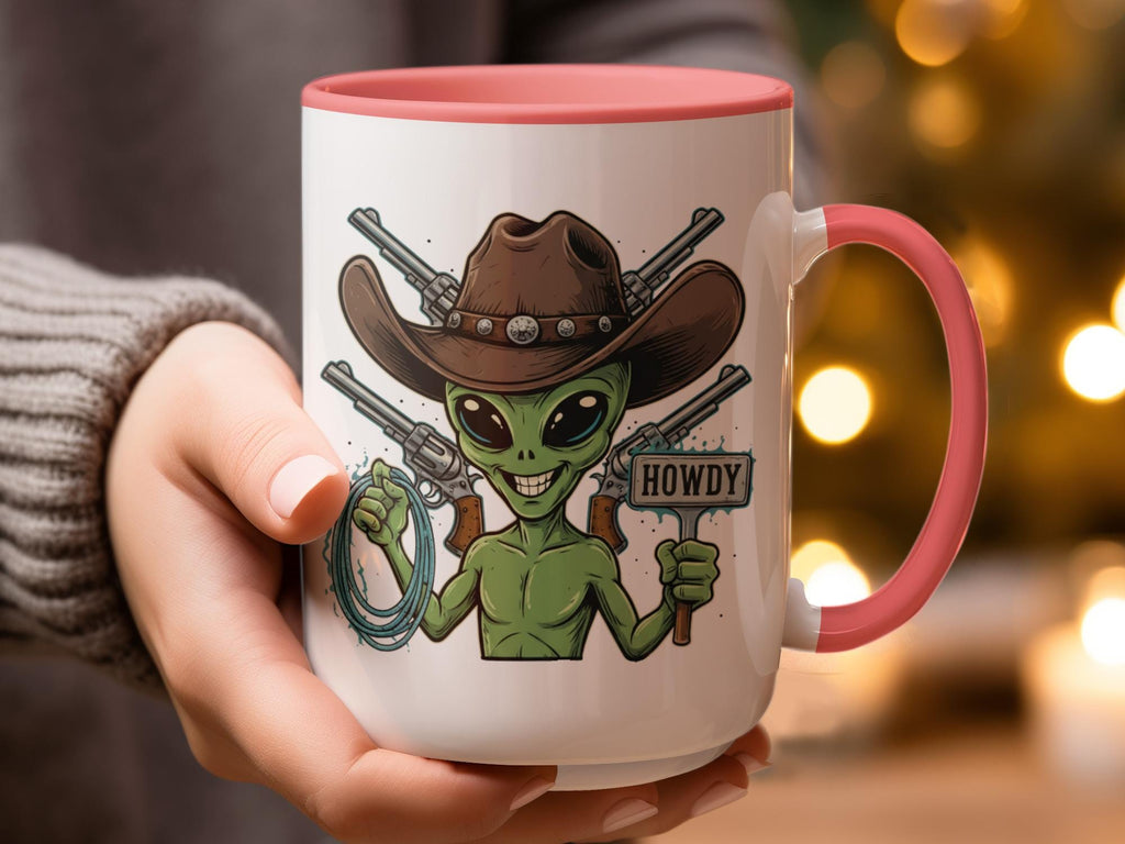 Alien Cowboy Coffee Mug, Howdy Alien Mug, Funny Alien Lover Gift, Western Theme Mug, Unique Coffee Cup, Cute Alien Art Mug