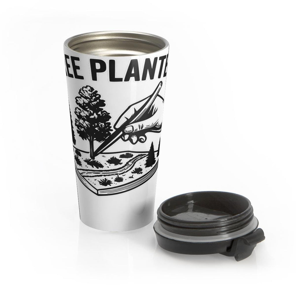 Eco Friendly Tree Planter Travel Mug, Reusable Stainless Steel Tumbler, Insulated Coffee Cup with Lid, Gift for Tree Lovers