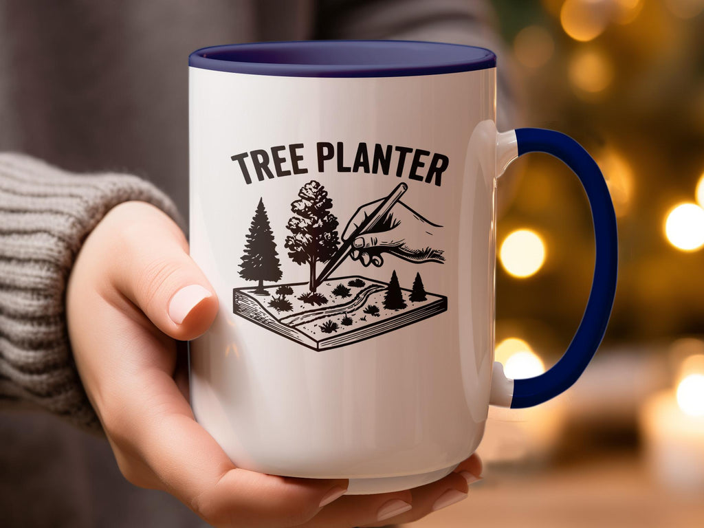 Tree Planter Mug, Gift for Gardeners, Unique Tree Planting Design, Coffee Mug for Nature Lovers, Ceramic Mug, Tree Enthusiast Cup