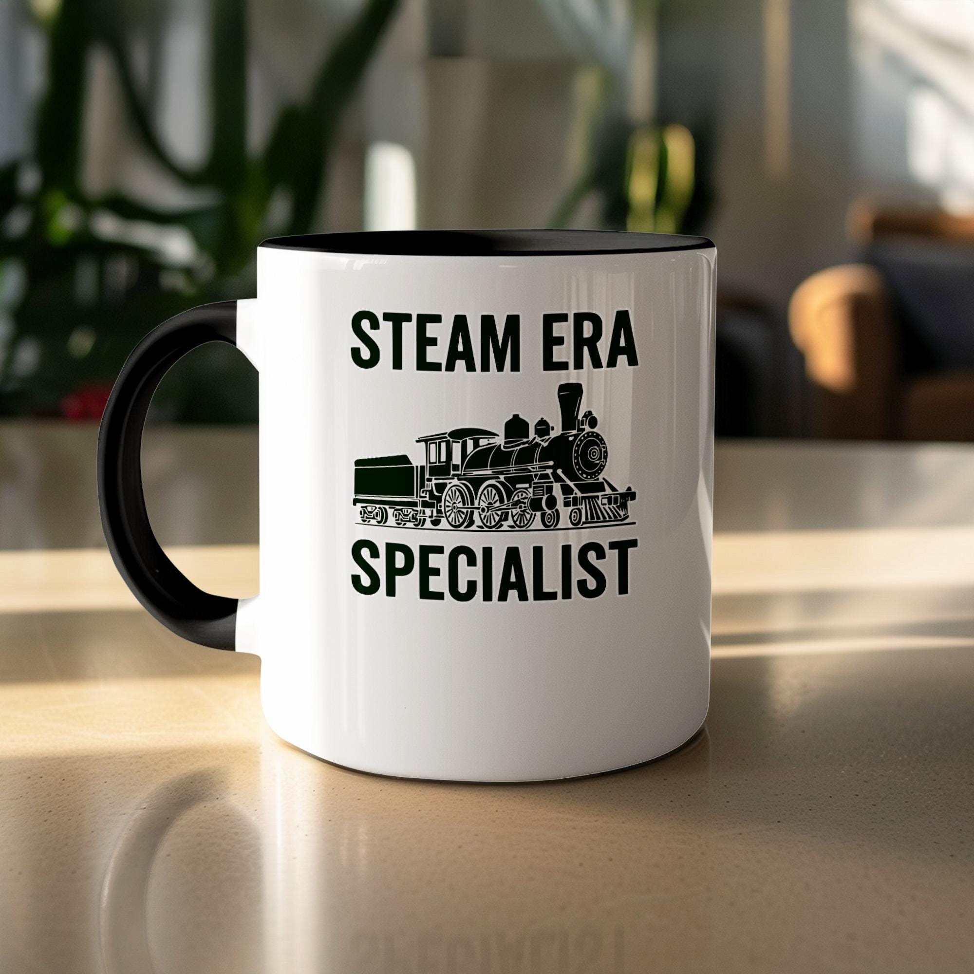 Steam Era Specialist Coffee Mug, Vintage Train Enthusiast Gift, Retro Locomotive Lover, Railroad History Buff, Train Collector Cup