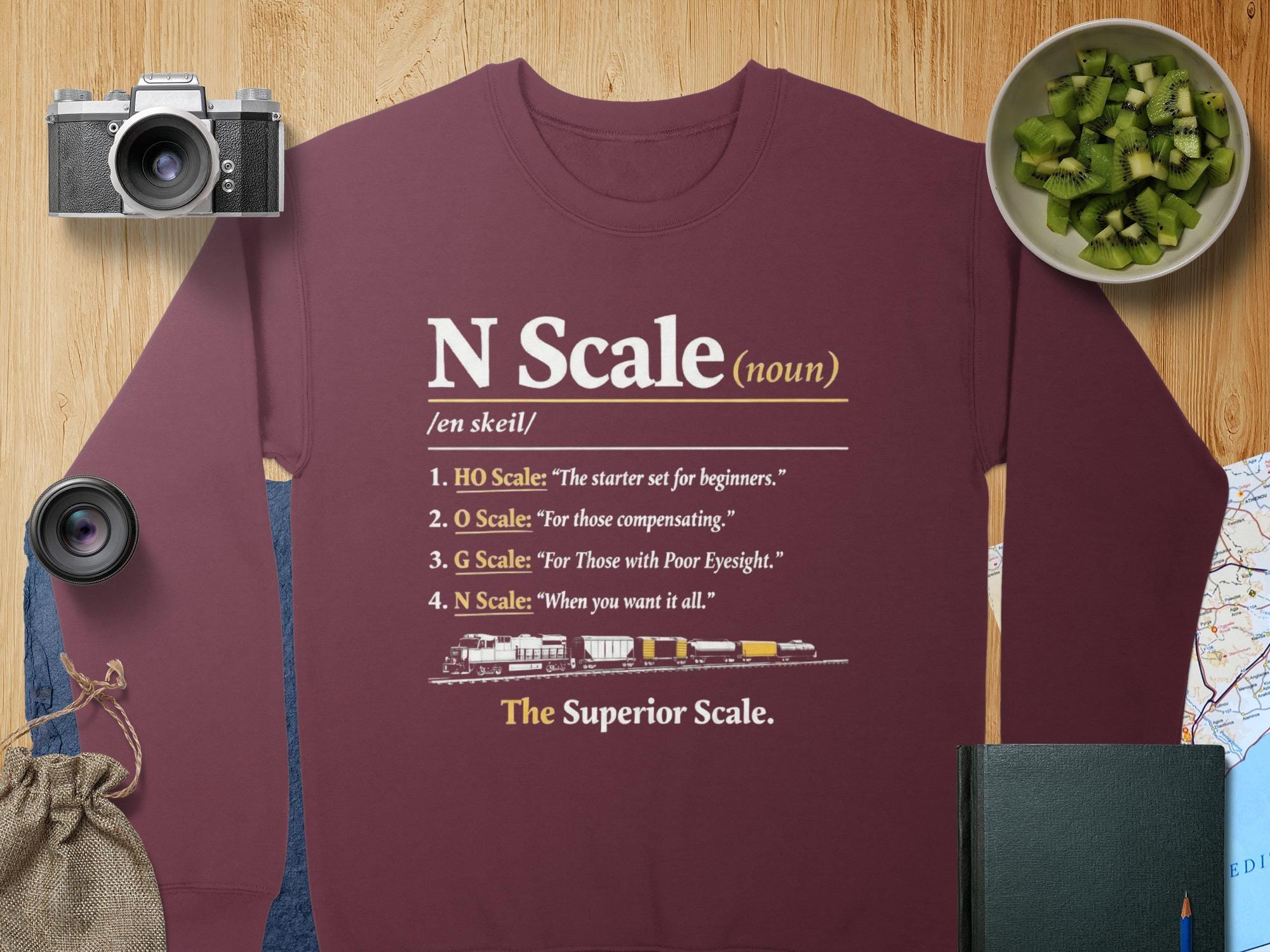 N Scale Model Train Hoodie, Funny Model Railway Sweatshirt, Train Enthusiast Gift, Model Train Lover Apparel, Railroader Clothing