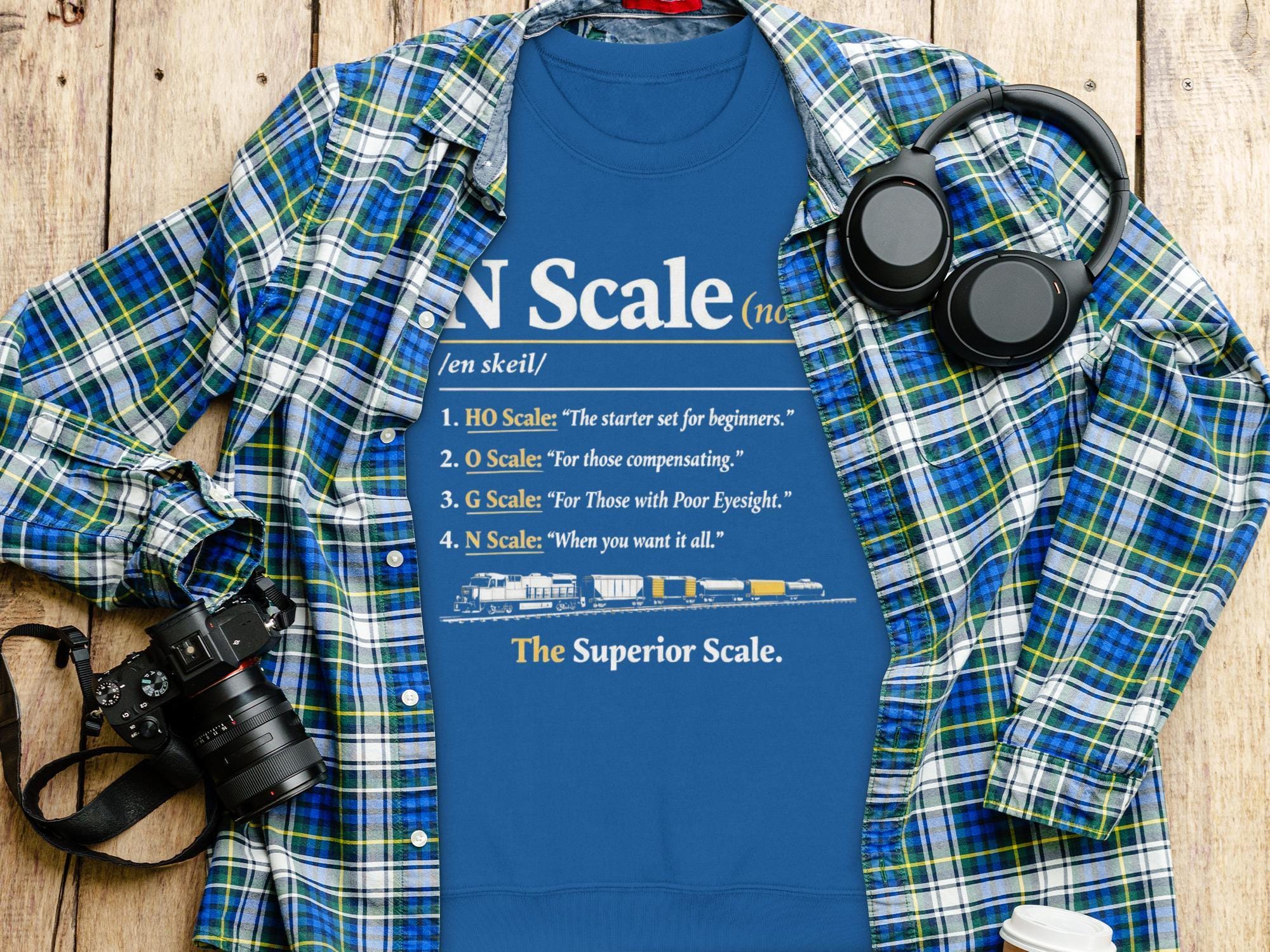 Funny N Scale Model Train T-Shirt, HO O G N Scale Model Train Humor Tee, Train Enthusiast Gift, Railroad Hobby Shirt