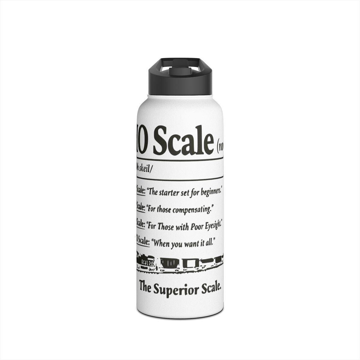 Model Train Scale Chart Water Bottle, Unique Graphic Design, Train Enthusiast Gift, Funny Water Bottle, Train Lovers Accessory