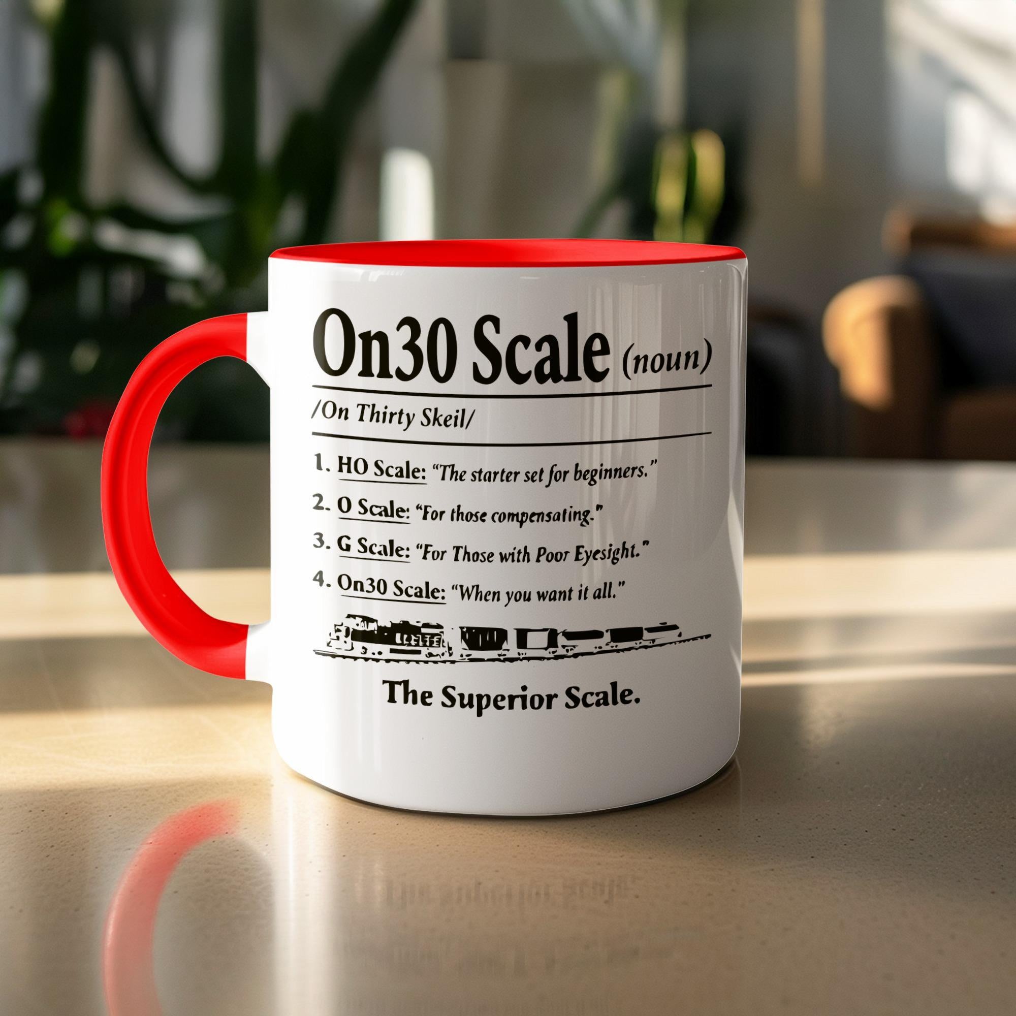 On30 Scale Mug Funny Train Enthusiast Coffee Cup Model Railroading Gift, Train Lover Novelty Mug, Train Engineer Gift, Perfect Train Room