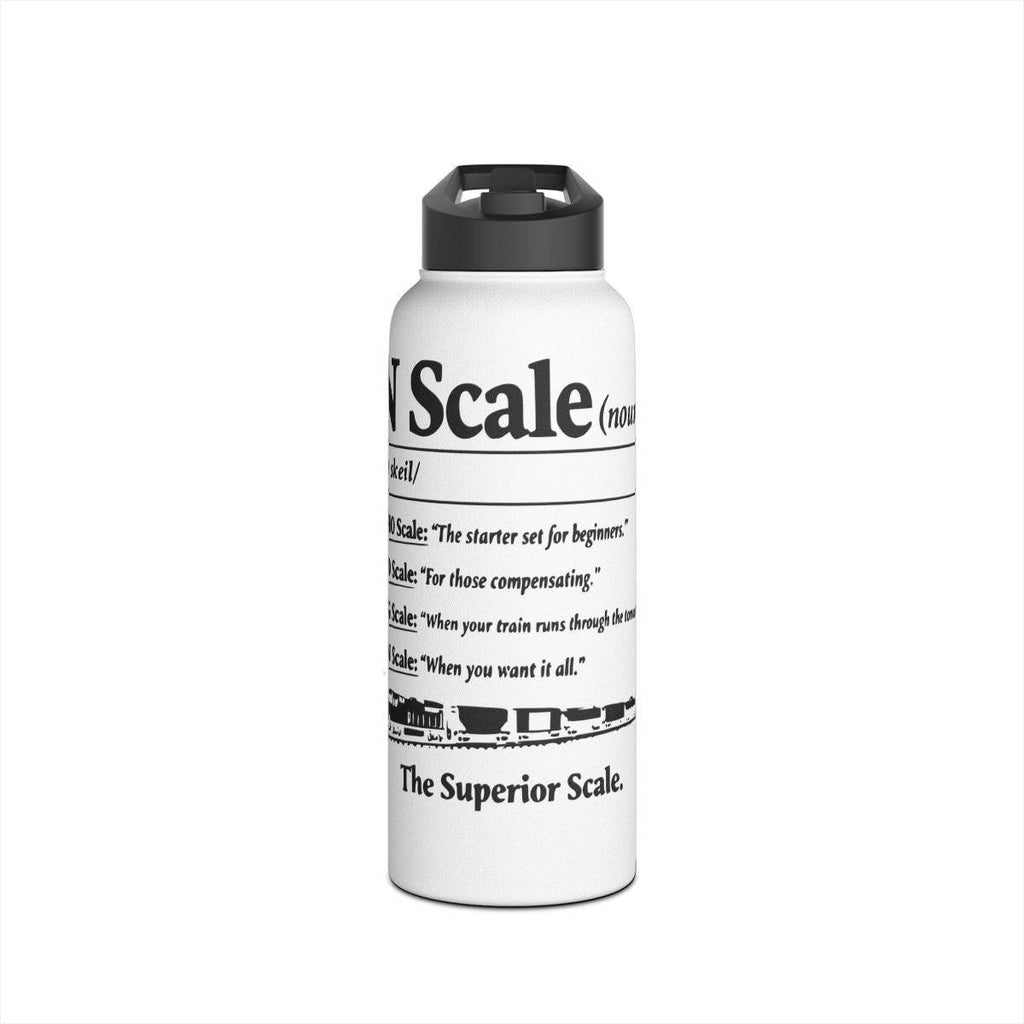N Scale Model Train Water Bottle, Train Enthusiast Gifts, Reusable Travel Flask, Train Lover Merchandise, Steam Locomotive Themed