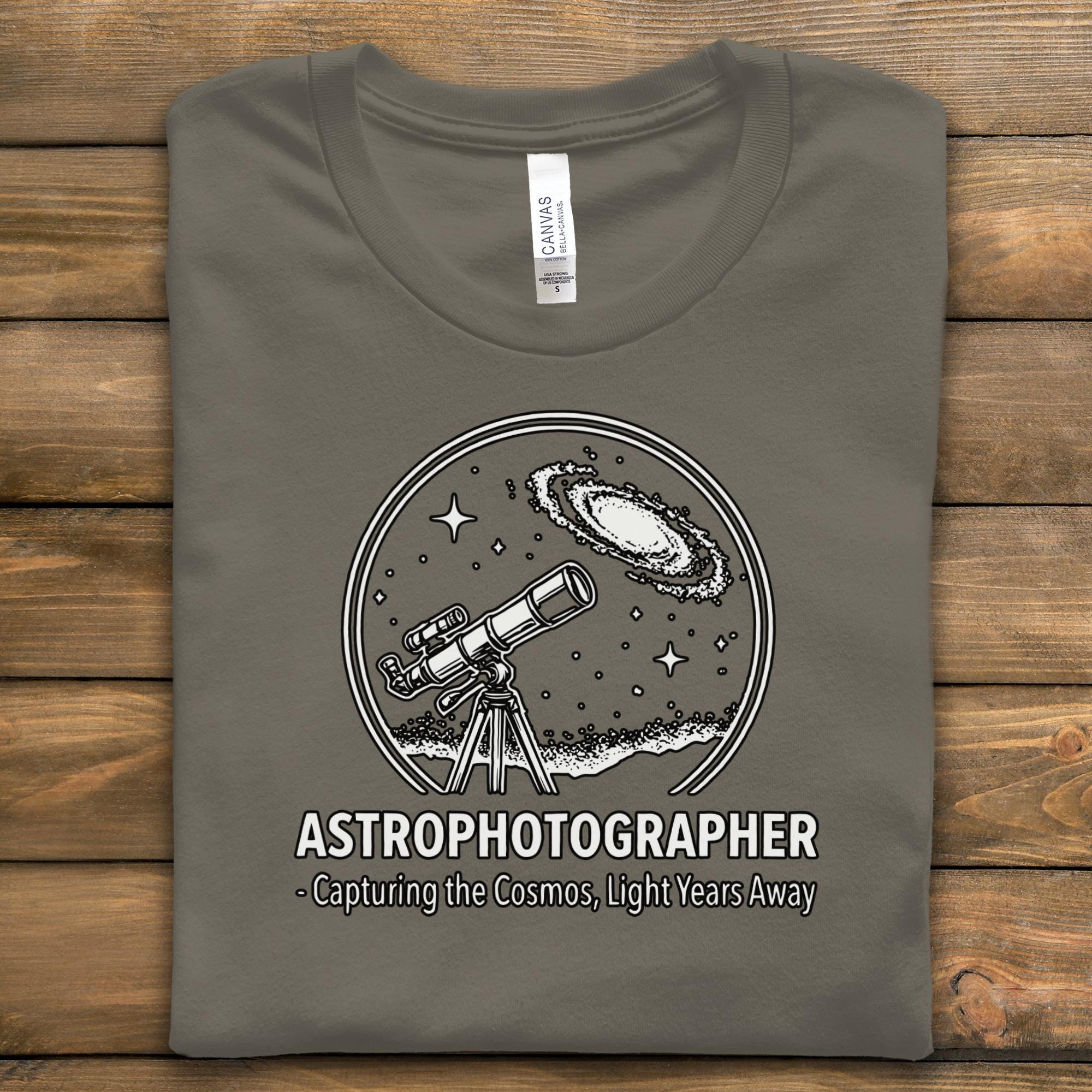 Astrophotographer Shirt, Astronomy Enthusiast Gift, Telescope Galaxy Design Tee, Capturing the Cosmos, Space Lover Tshirt