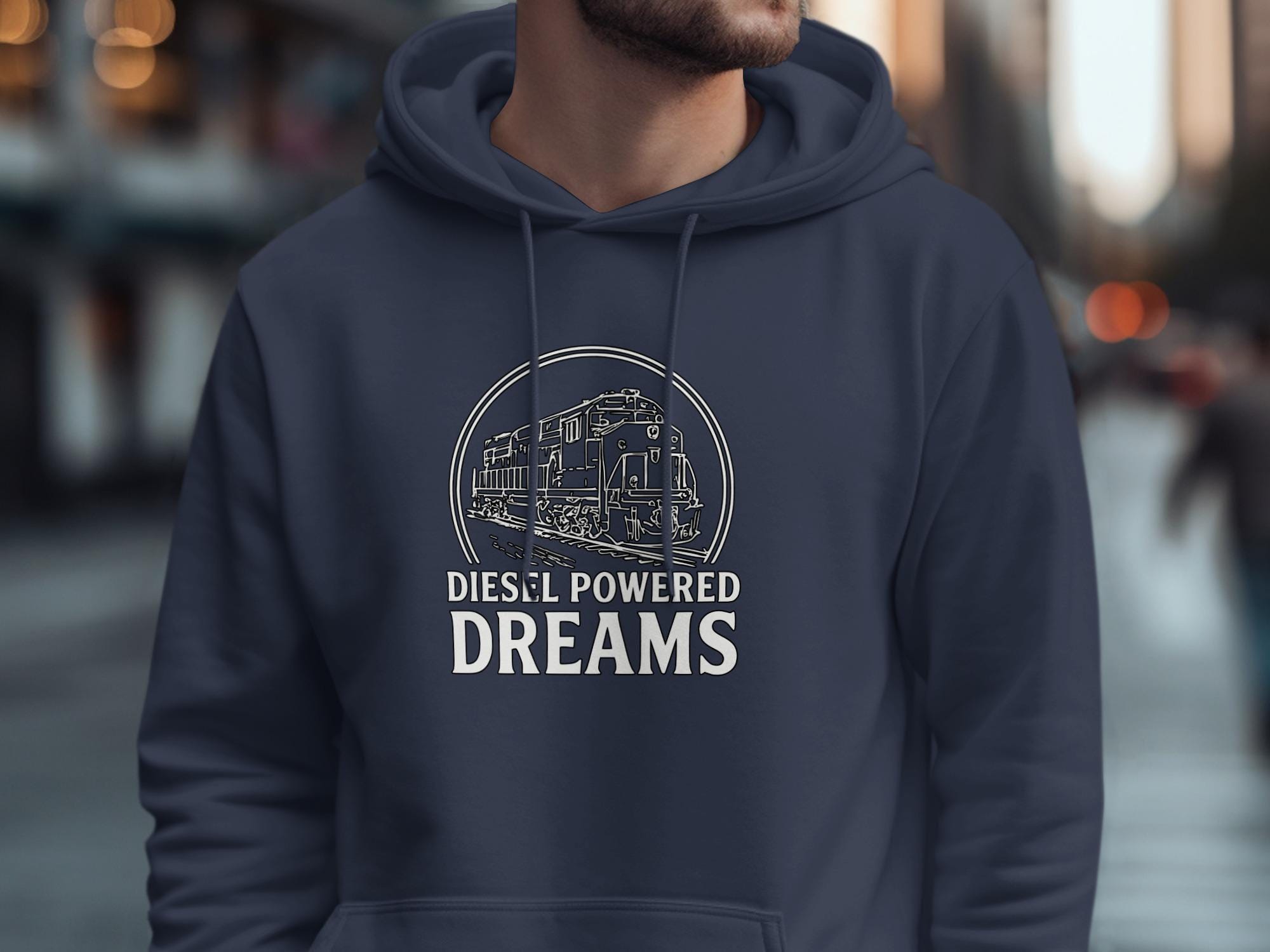 Diesel Powered Dreams Hoodie, Train Enthusiast Sweatshirt, Locomotive Lover Gift, Unique Train Hoodie, Railfan Apparel, Train Gift Idea