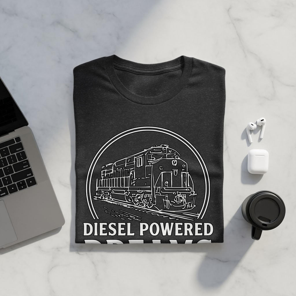 Diesel Powered Dreams T Shirt, Train Enthusiast Gift, Locomotive Graphic Tee, Railroad Fan Apparel, Vintage Train Lover Clothing