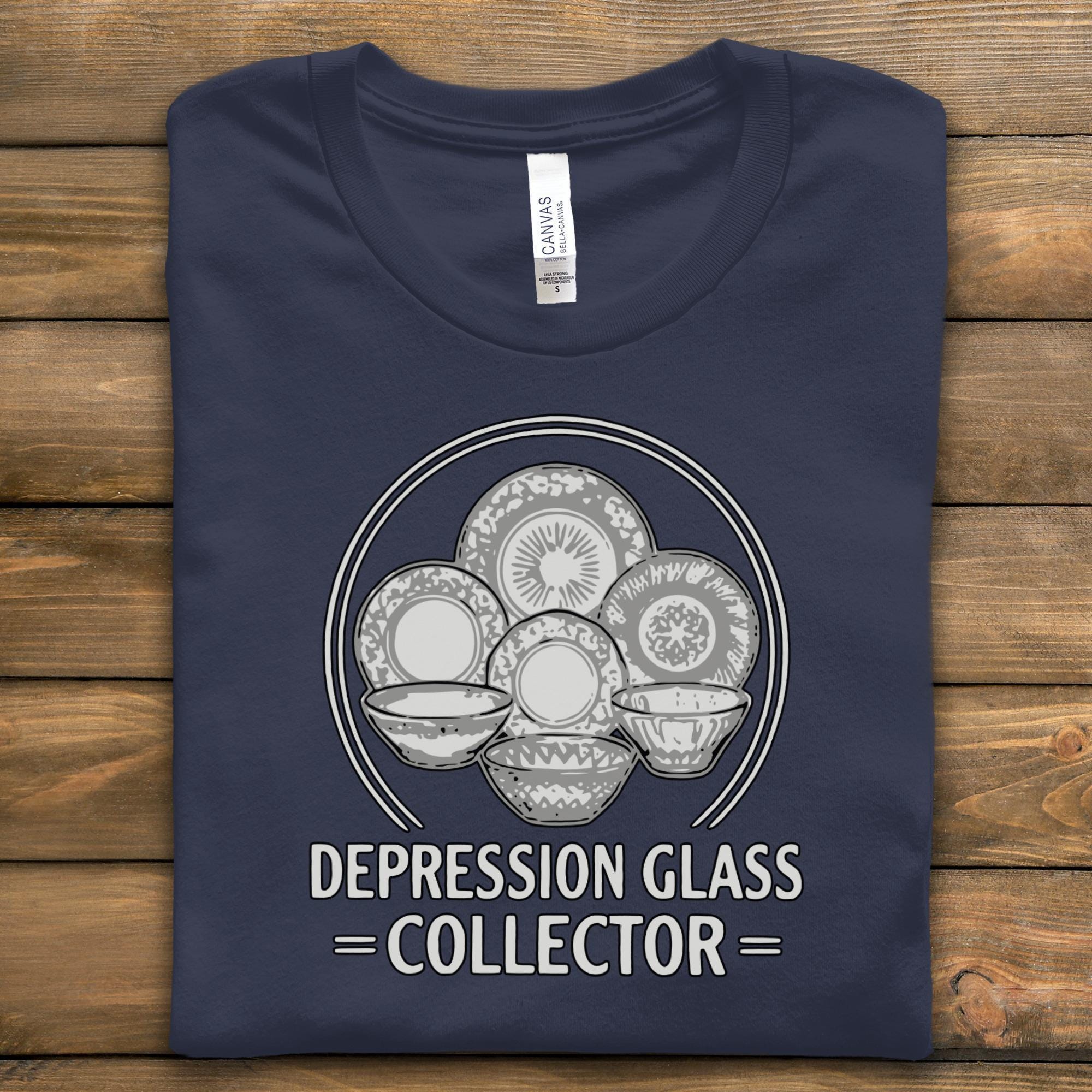 Depression Glass Collector T-Shirt, Vintage Plate Enthusiast Shirt, Antique Dishware Lovers Gift, Retro Dinnerware Graphic Tee