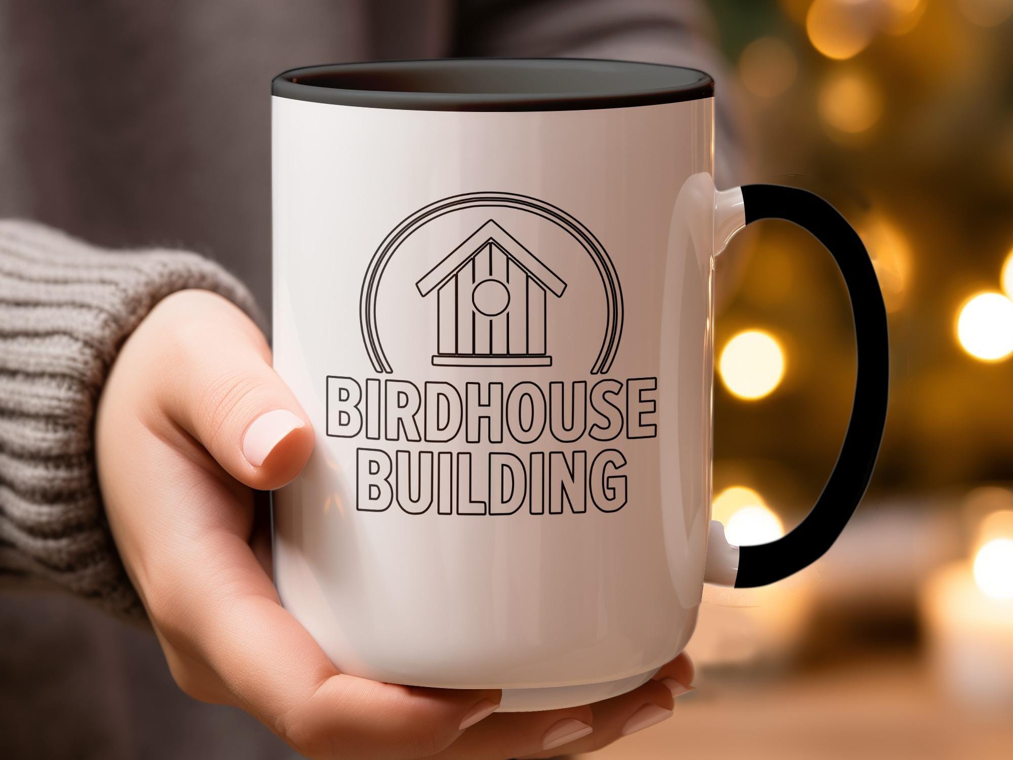 Birdhouse Building Mug, Coffee Cup with Birdhouse Design, Bird Lover Gift, DIY Enthusiast Present, Unique Mug for Nature Lovers