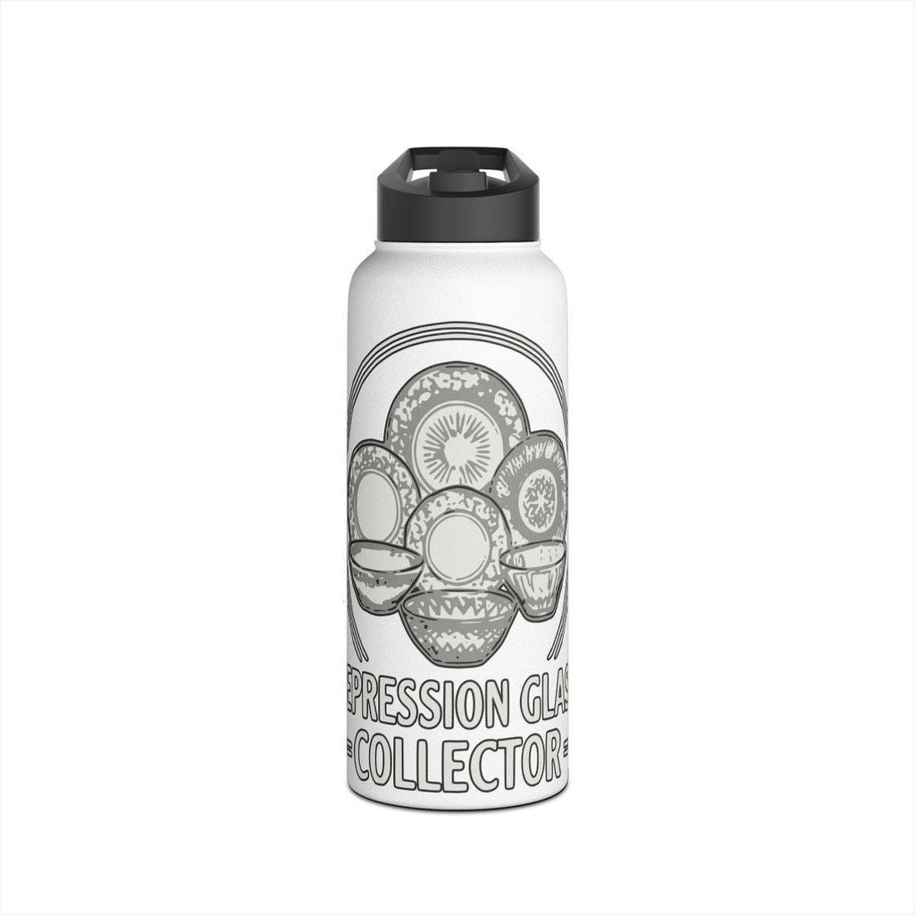 Depression Glass Collector Water Bottle, Vintage Dishware Design, Unique Gift for Collectors, Stainless Steel, Eco-Friendly