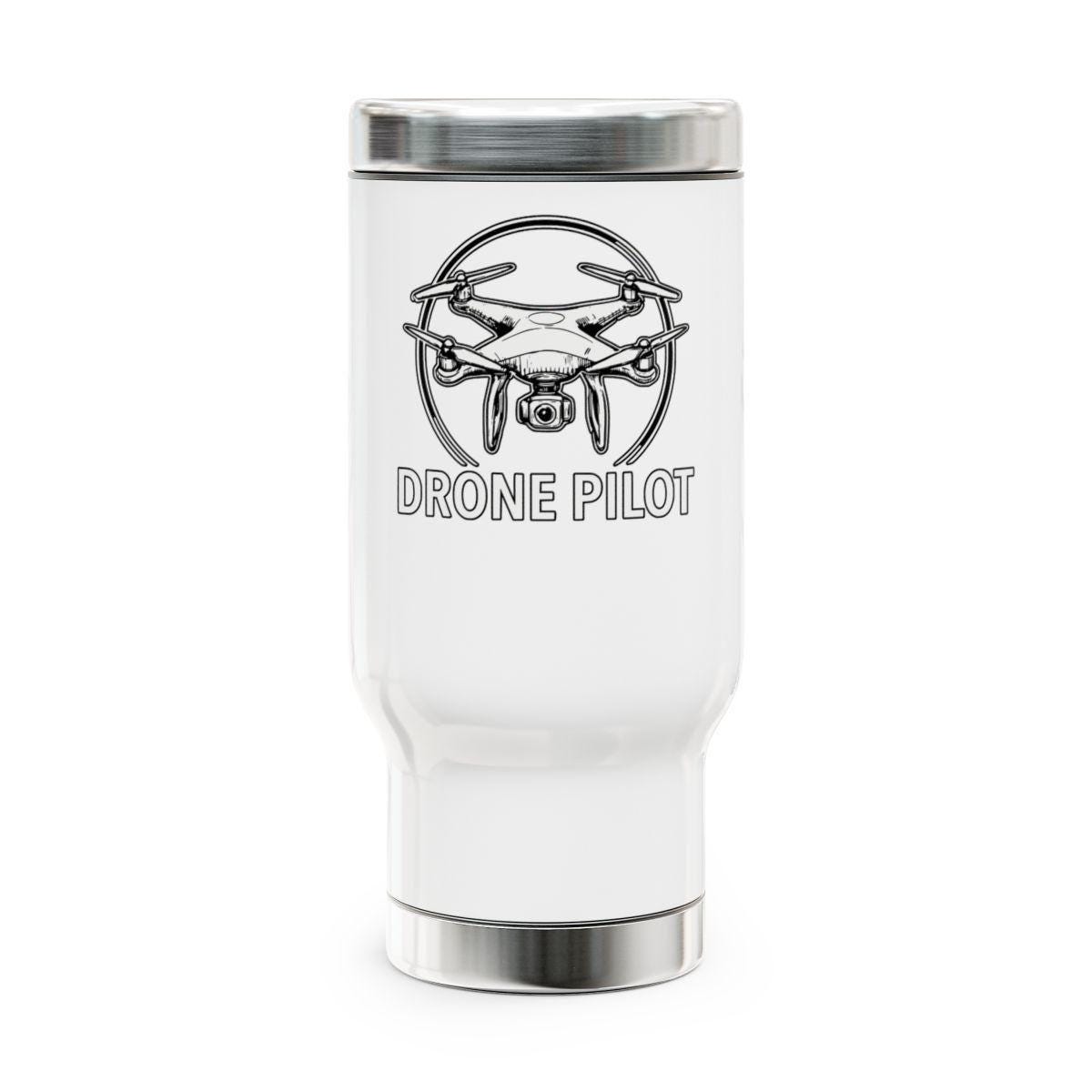 Drone Pilot Travel Mug, Drone Enthusiast Gift, Drone Operator Cup, Aviation Lover Tumbler, Pilot Coffee Thermos, Gift for Drone Users