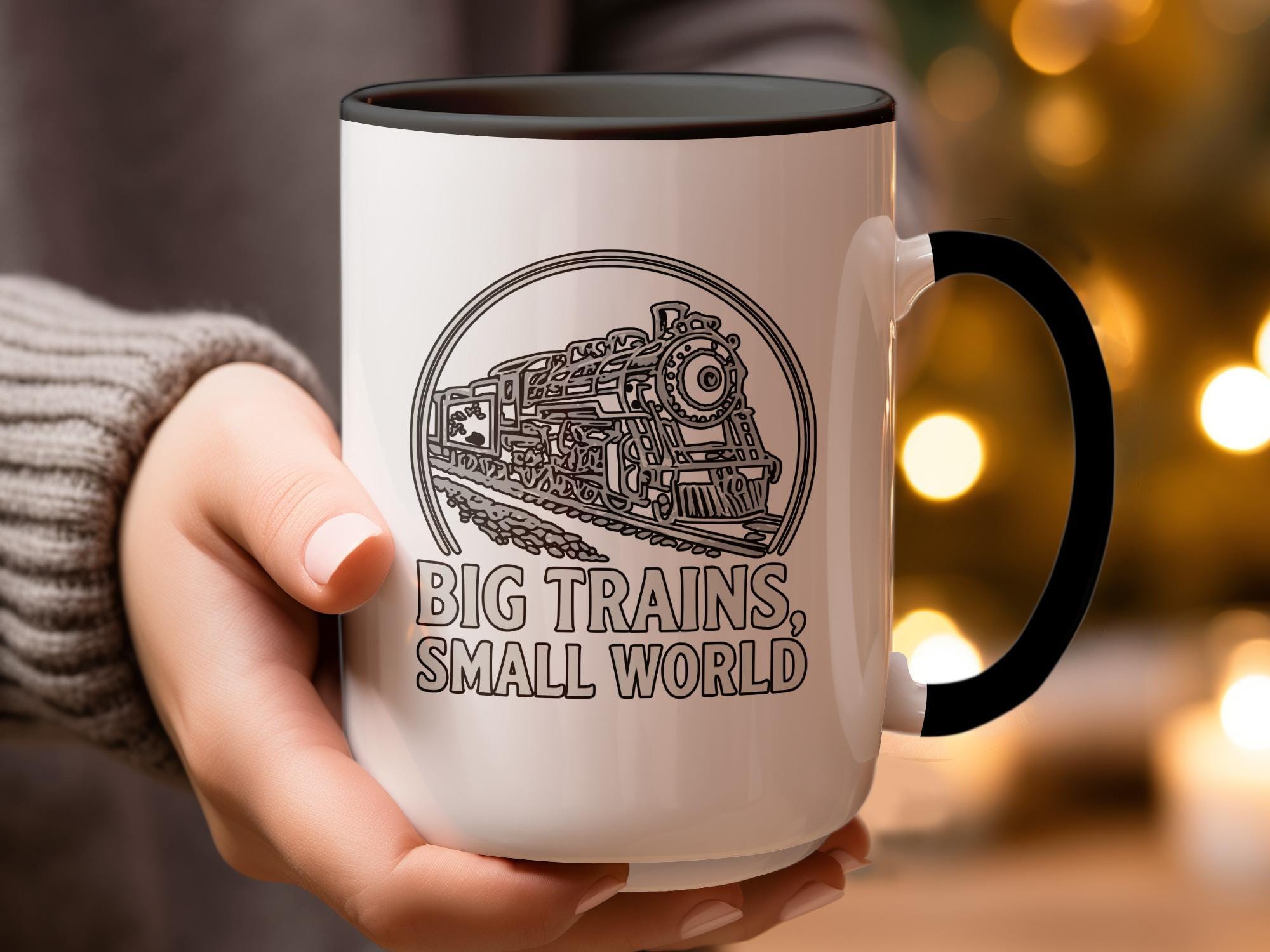 Big Trains Small World Coffee Mug, Train Lovers Gift, Railway Enthusiast Cup, Vintage Locomotive Design, Unique Train Collectible Mug