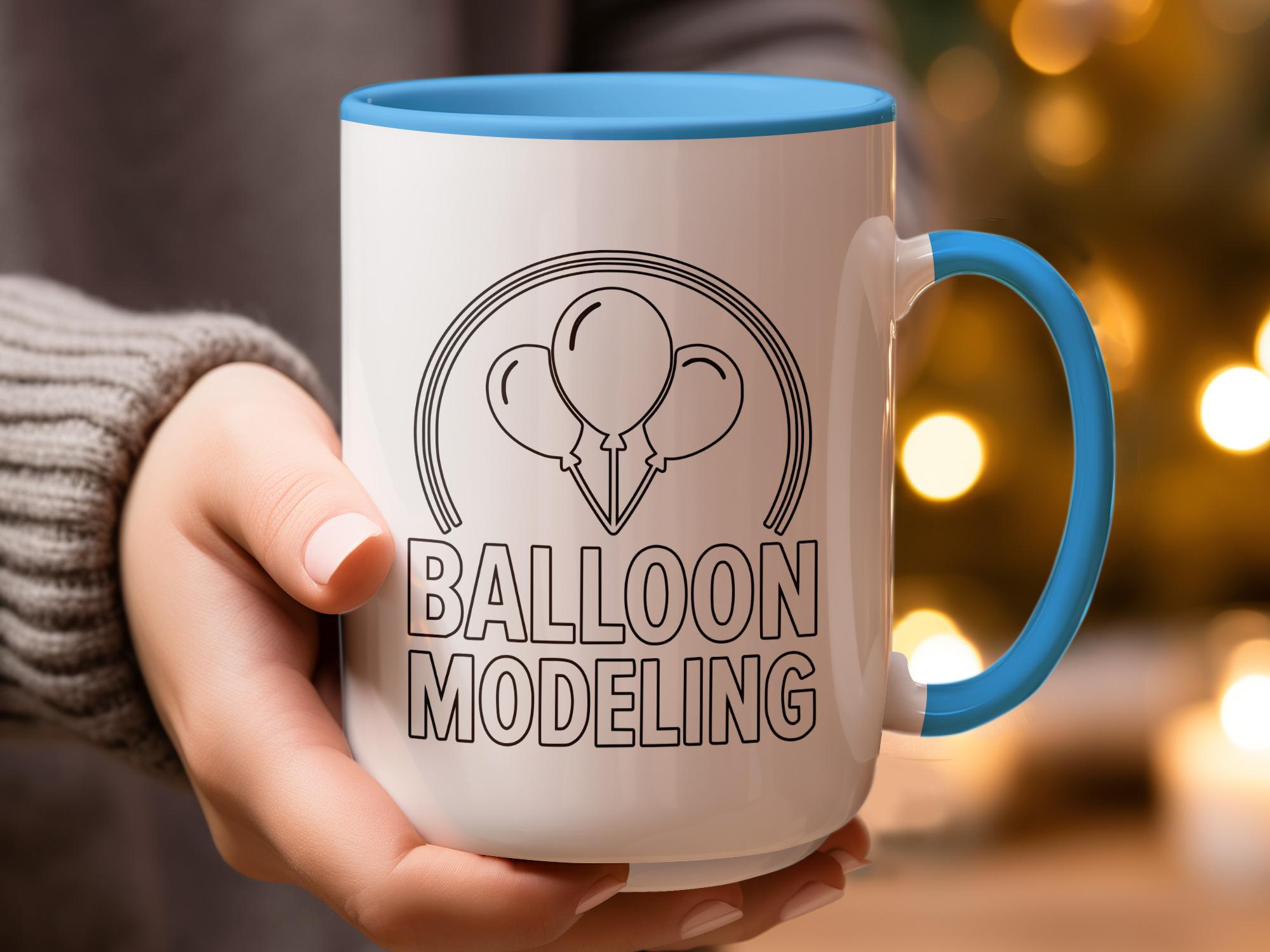 Balloon Modeling Mug, Blue Handle Coffee Cup, Funny Gift for Balloon Artists, Unique Balloon Art Mug, Balloon Twisting Lover Gift