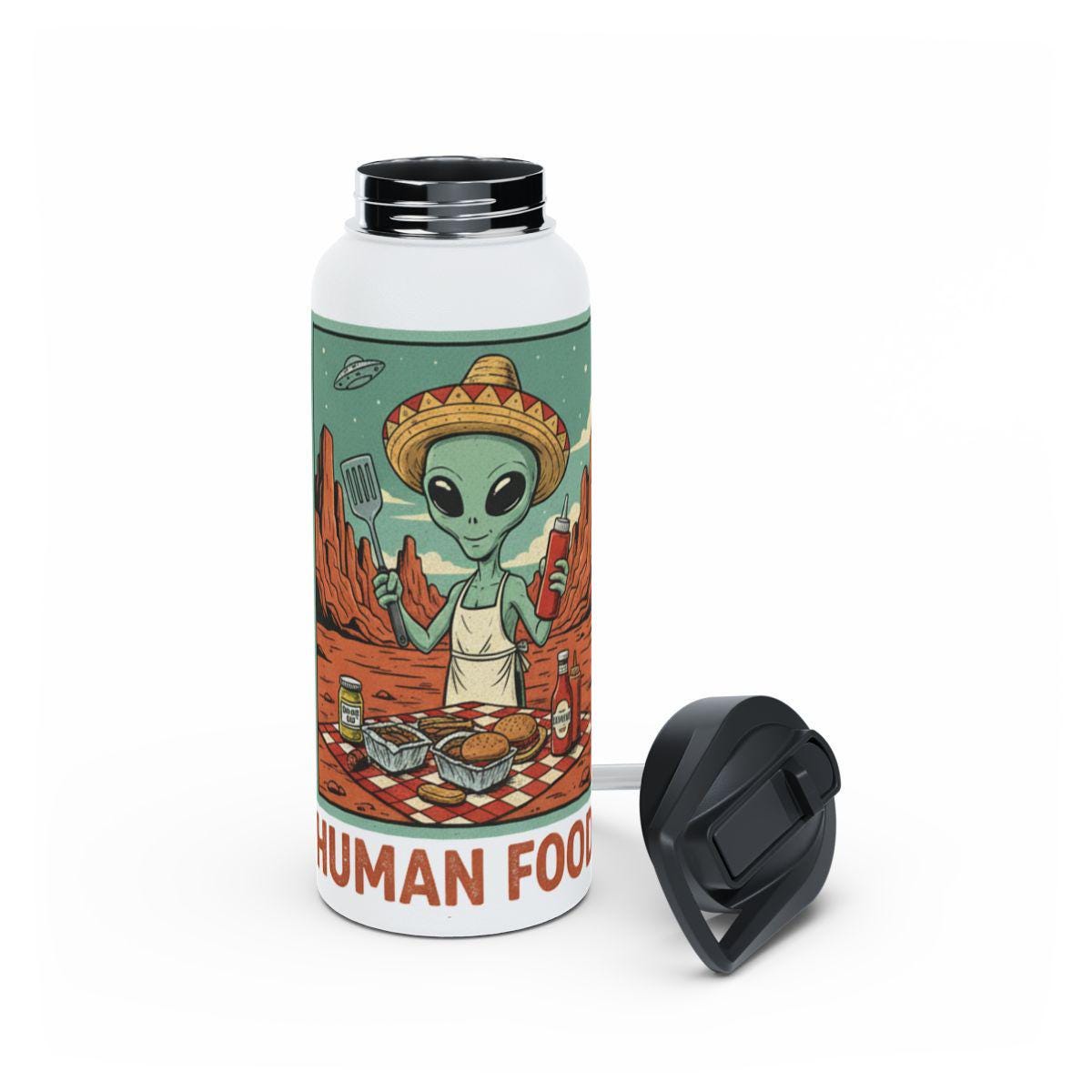 Alien Cooking Water Bottle, Alien Chef Gift, Funny Alien Theme Drinkware, Unique Alien Lover Present, Space Cook Tumbler, Quirky Alien Mug