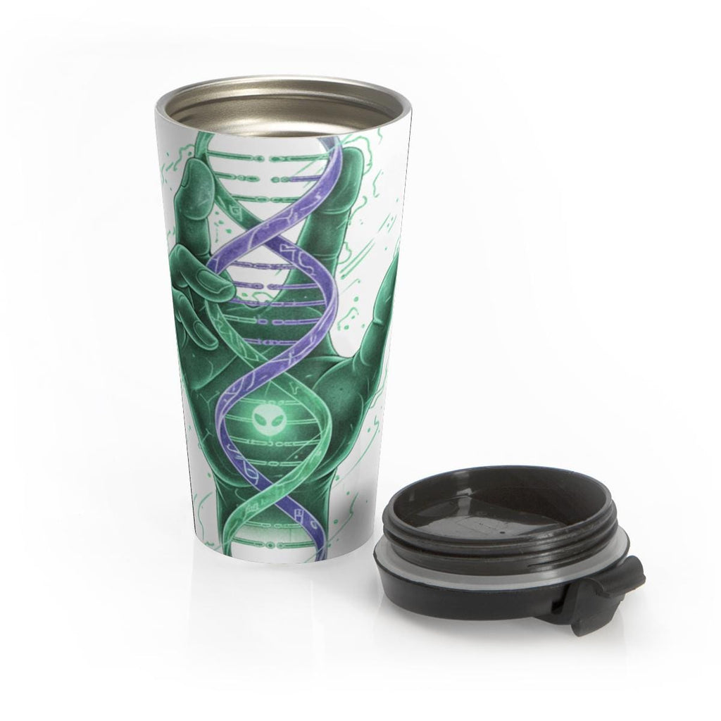 Alien DNA Travel Mug, Sci-Fi DNA Stainless Steel Tumbler, Insulated Coffee Thermos, Unique Alien Beverage Container