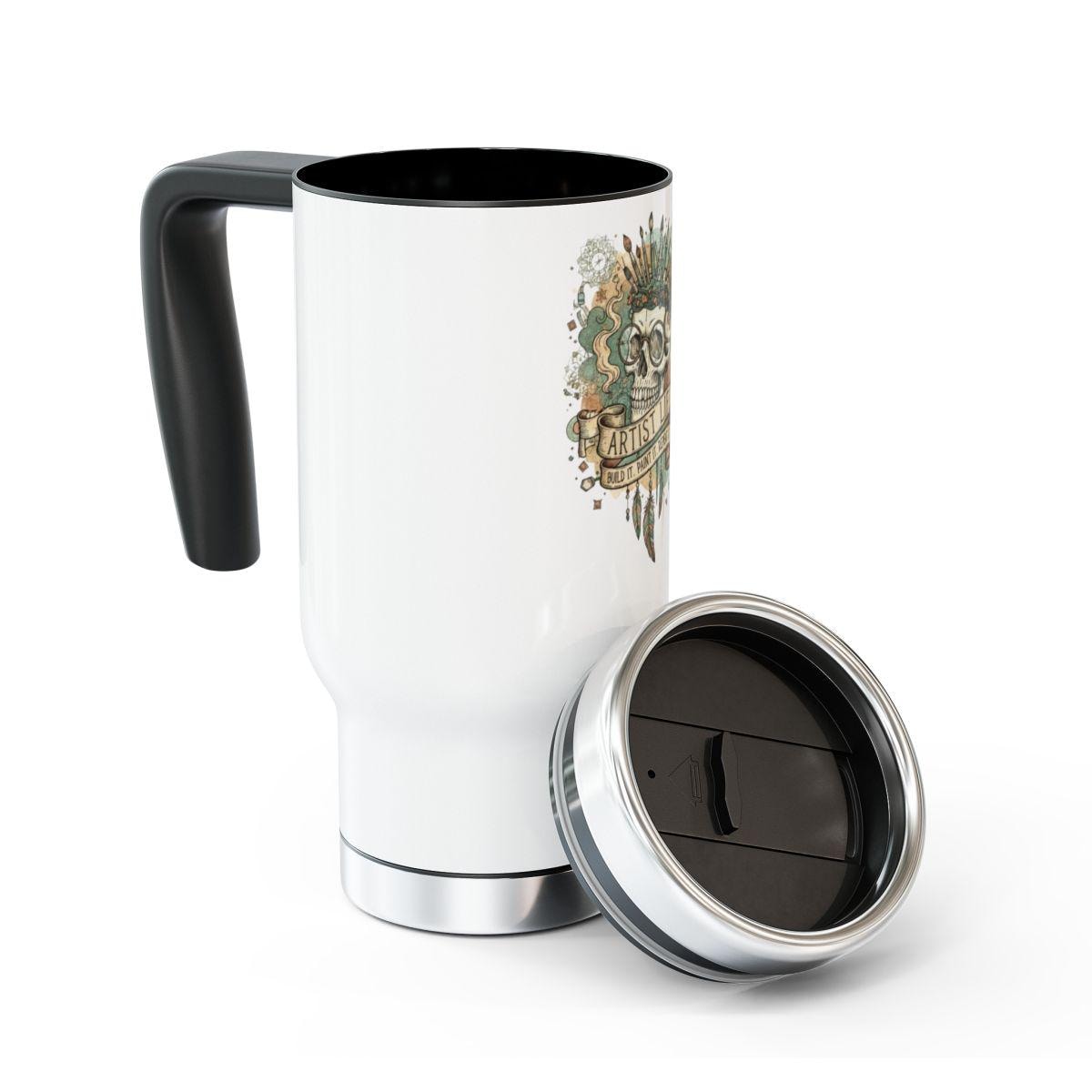 Travel Coffee Mug with Lid, Artistic Floral Insulated Tumbler for Hot and Cold Drinks, Portable Reusable Cup for Commuters