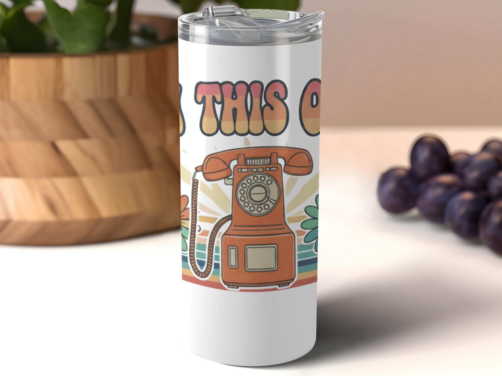 Retro Rotary Phone Design, Vintage Style Drinkware, Unique Travel Tumbler, 20 oz Stainless Steel Tumbler, Retro Lovers Gift