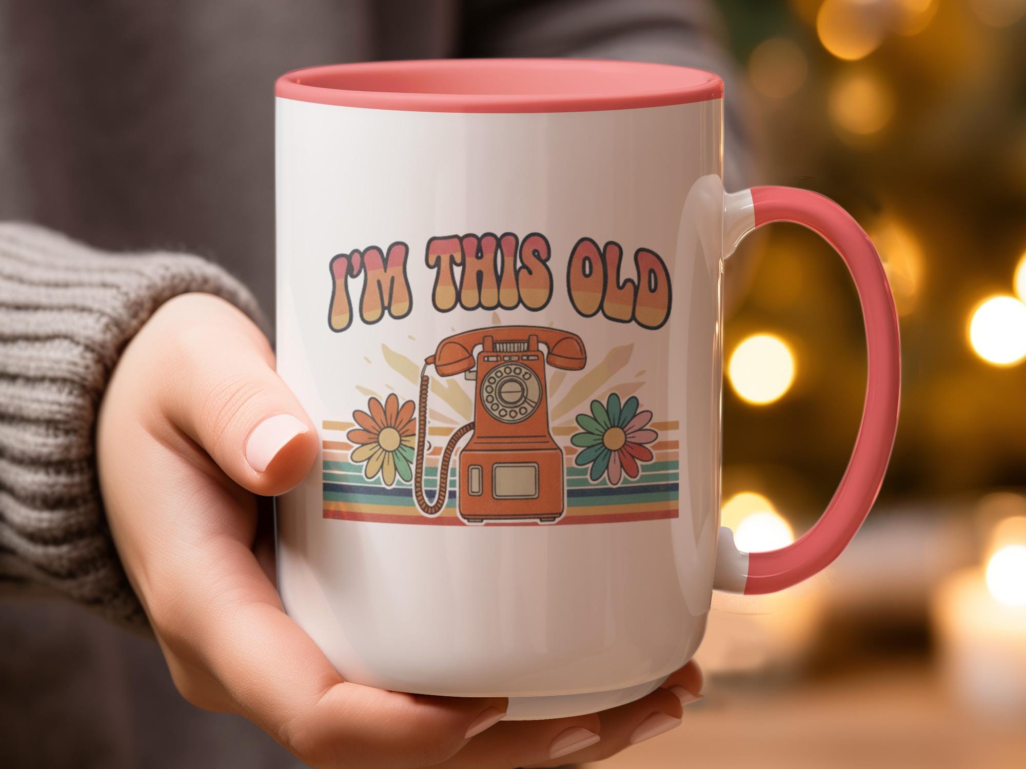 Vintage Nostalgia Mug, I'm This Old Retro Telephone Design Mug, Fun Coffee Mug, Perfect Gift for Friends, Whimsical Drinkware